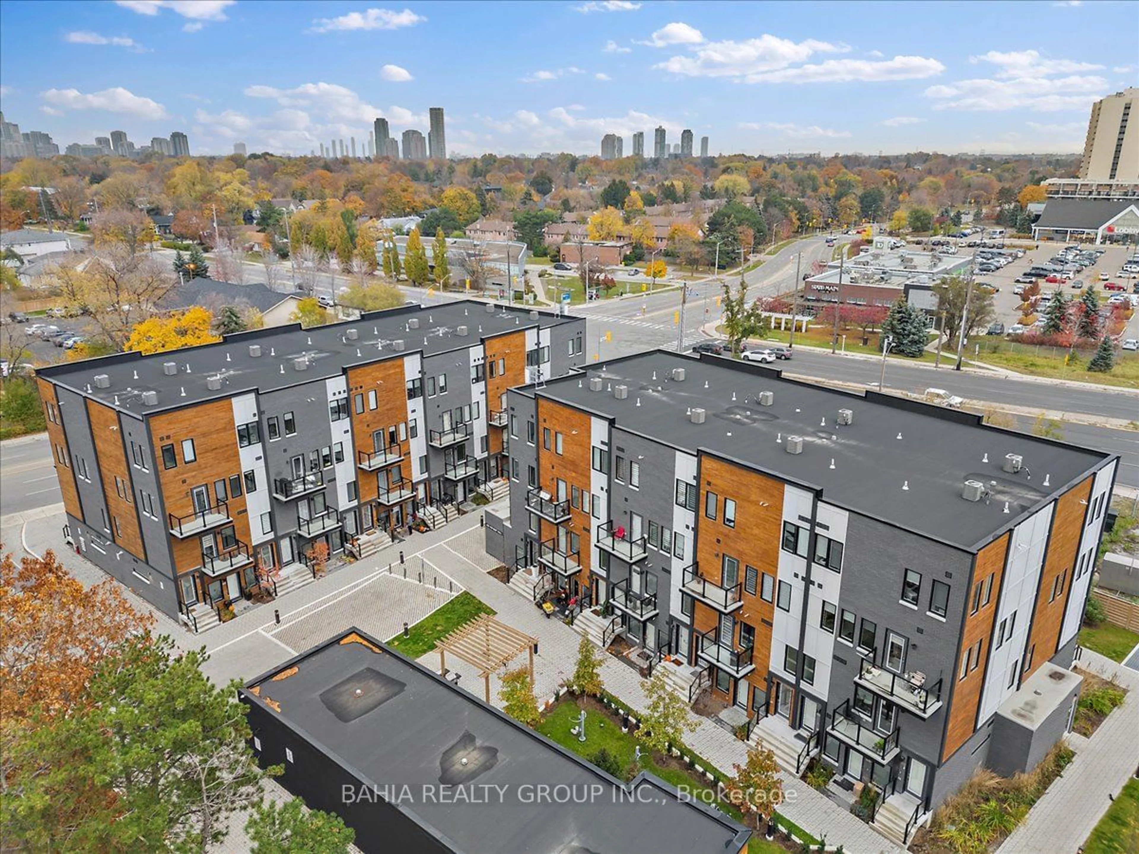 A pic from outside/outdoor area/front of a property/back of a property/a pic from drone, city buildings view from balcony for 402 The East Mall #216, Toronto Ontario M9B 3Z9