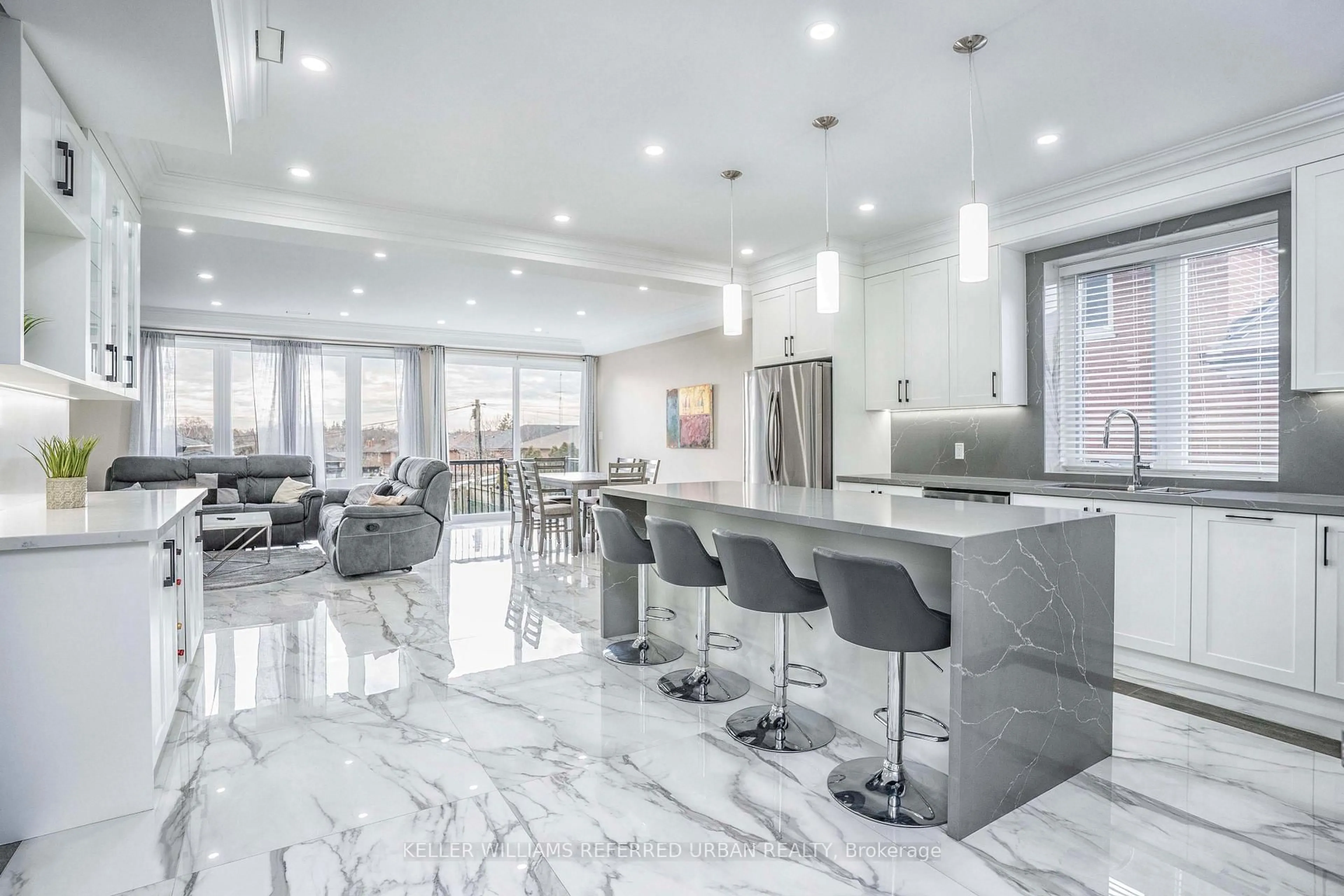 Open concept kitchen, ceramic/tile floor for 83 Floral Pkwy, Toronto Ontario M6L 2C3