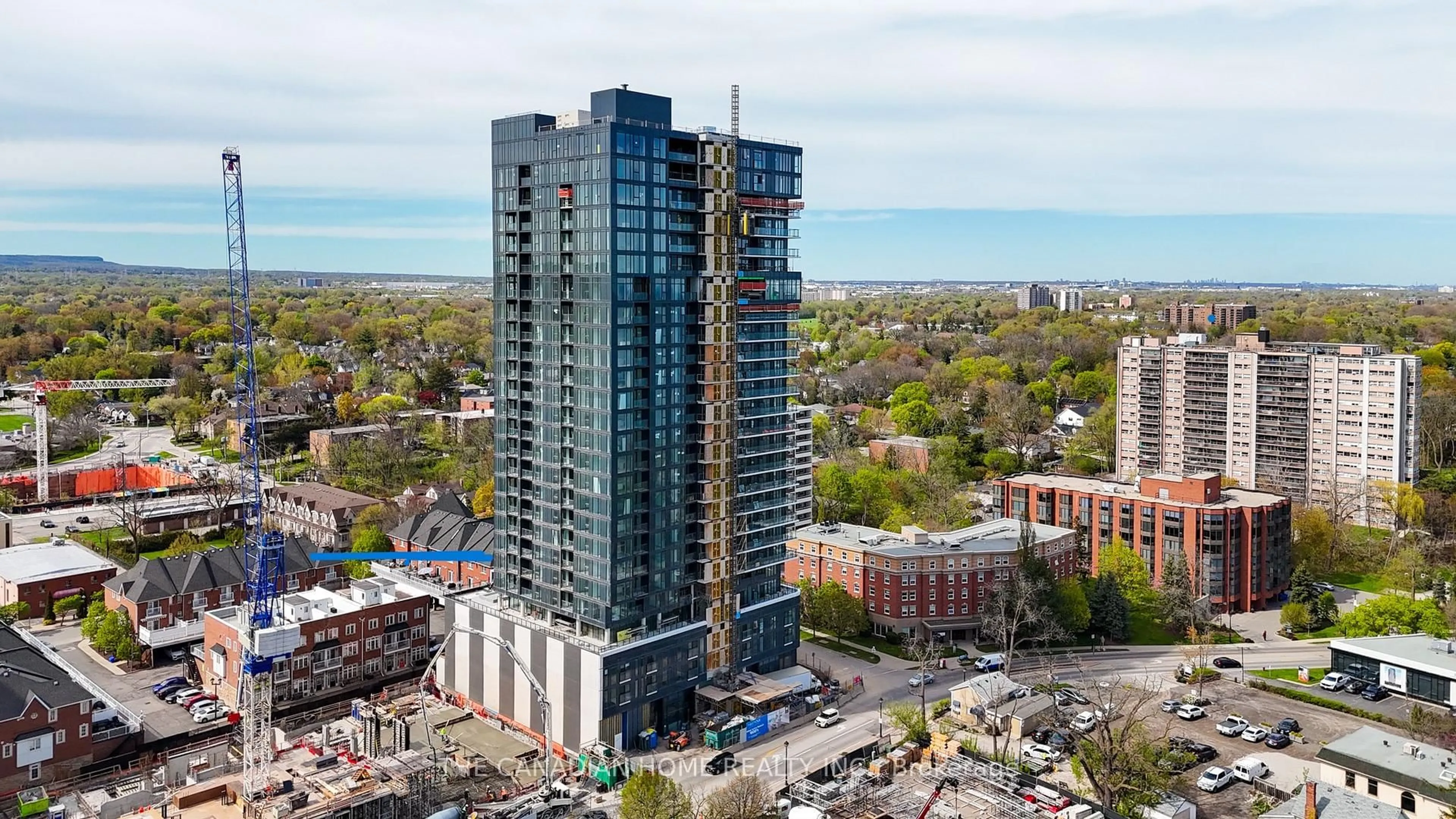 A pic from outside/outdoor area/front of a property/back of a property/a pic from drone, city buildings view from balcony for 370 Martha St #511, Burlington Ontario L7R 0G9