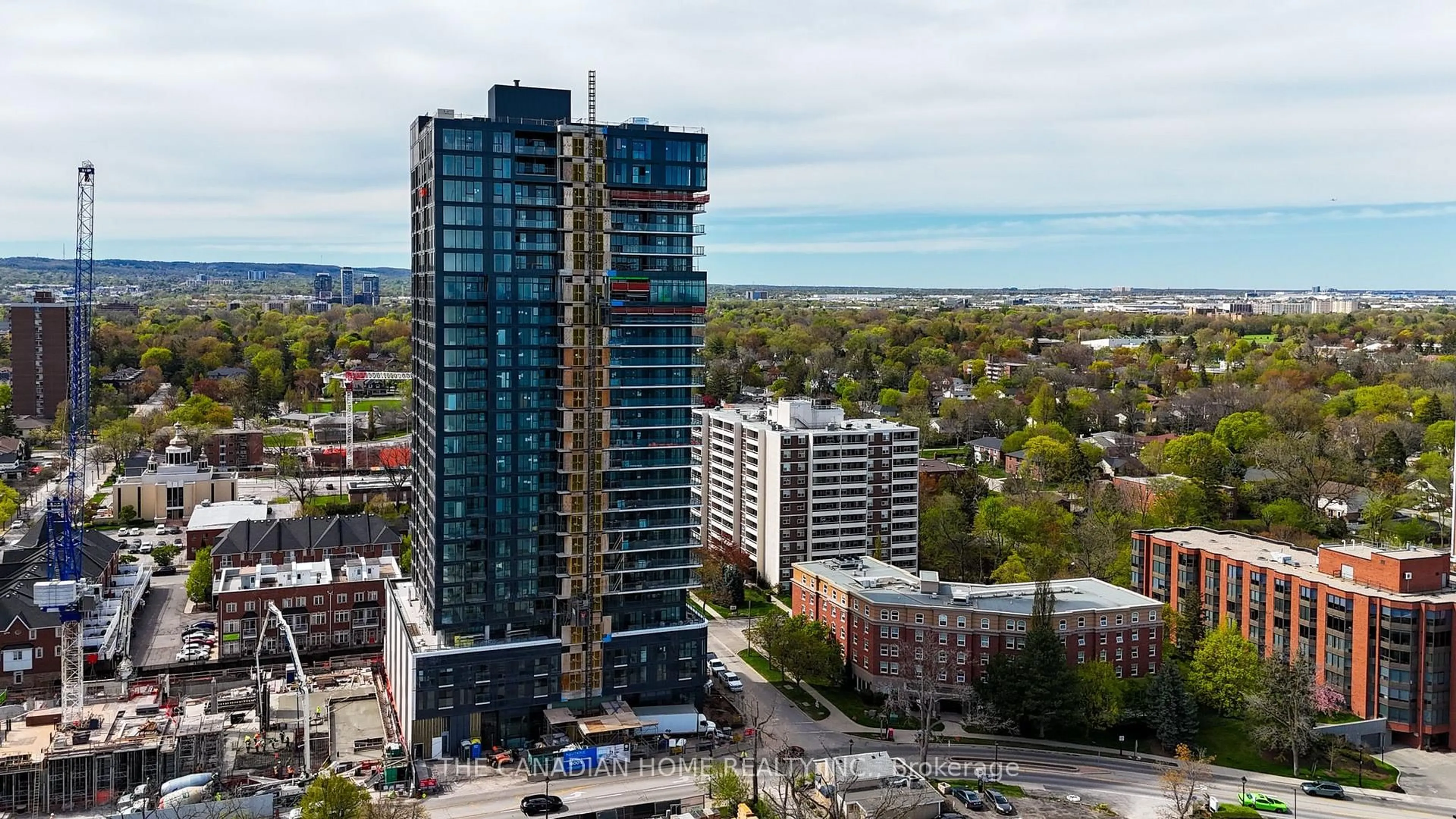 A pic from outside/outdoor area/front of a property/back of a property/a pic from drone, city buildings view from balcony for 370 Martha St #511, Burlington Ontario L7R 0G9