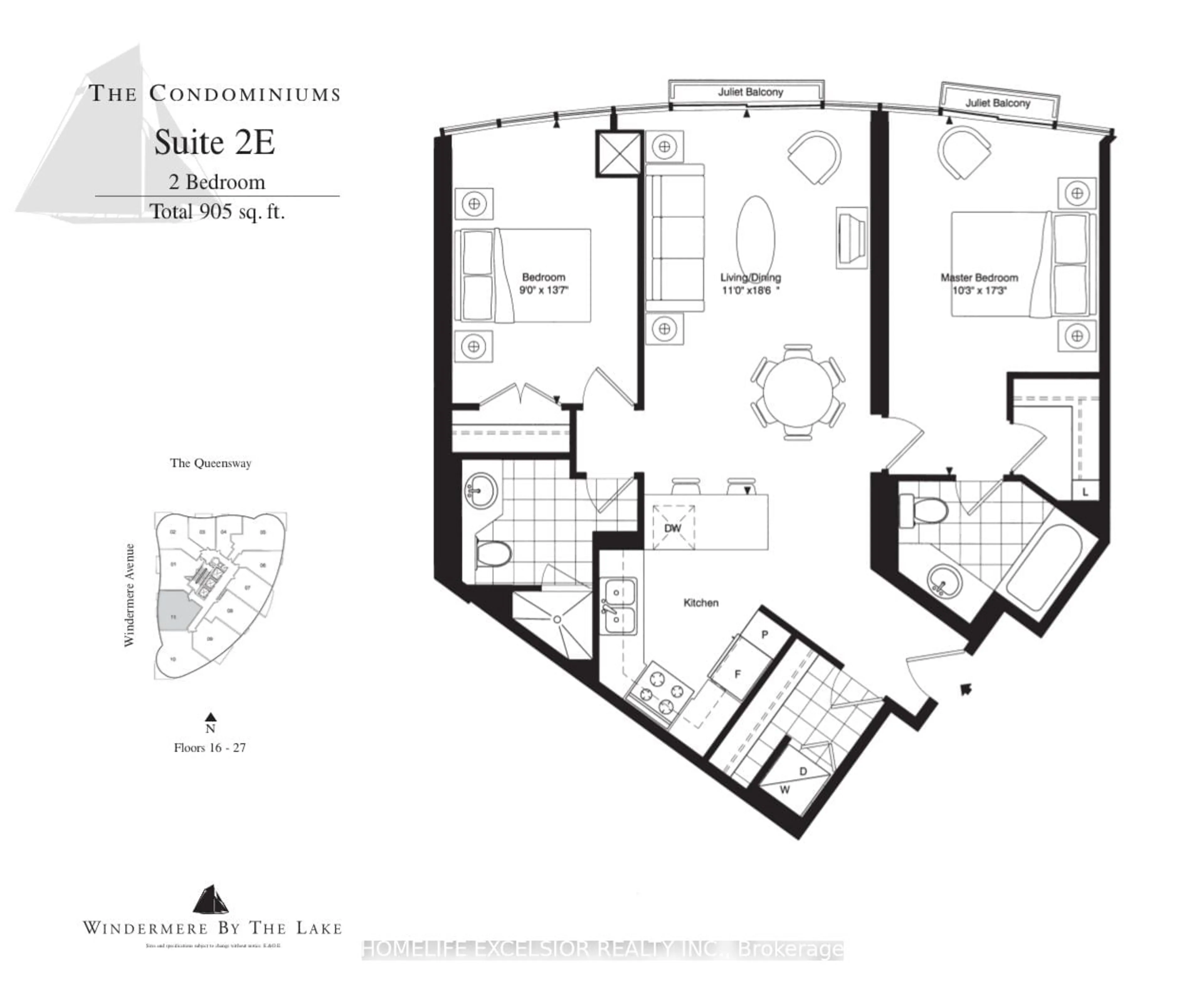 Floor plan for 15 Windermere Ave #2411, Toronto Ontario M6S 5A2