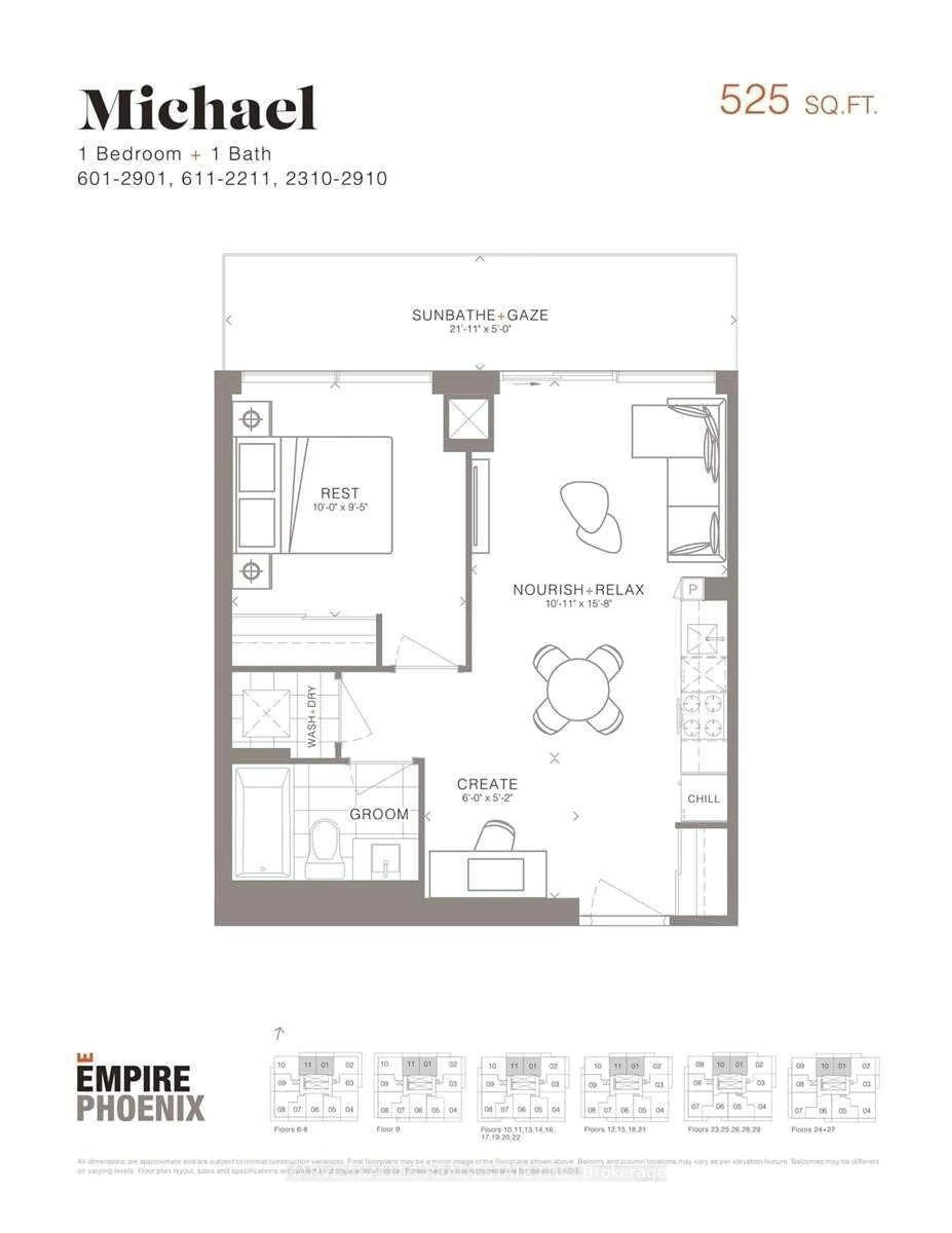 Floor plan for 251 Manitoba St #1511, Toronto Ontario M8Y 0C7