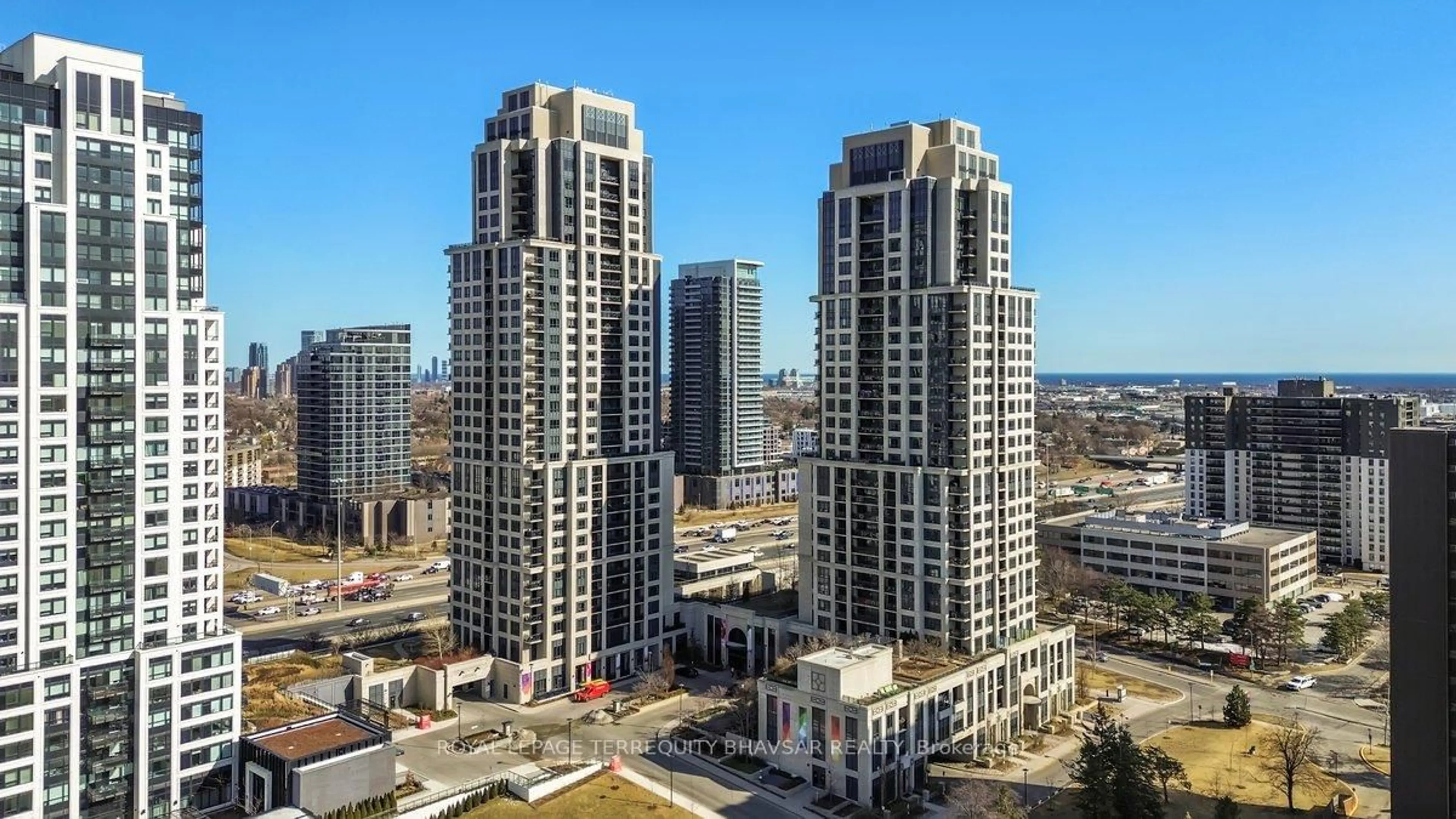 A pic from outside/outdoor area/front of a property/back of a property/a pic from drone, city buildings view from balcony for 6 Eva Rd #2111, Toronto Ontario M9C 0B1