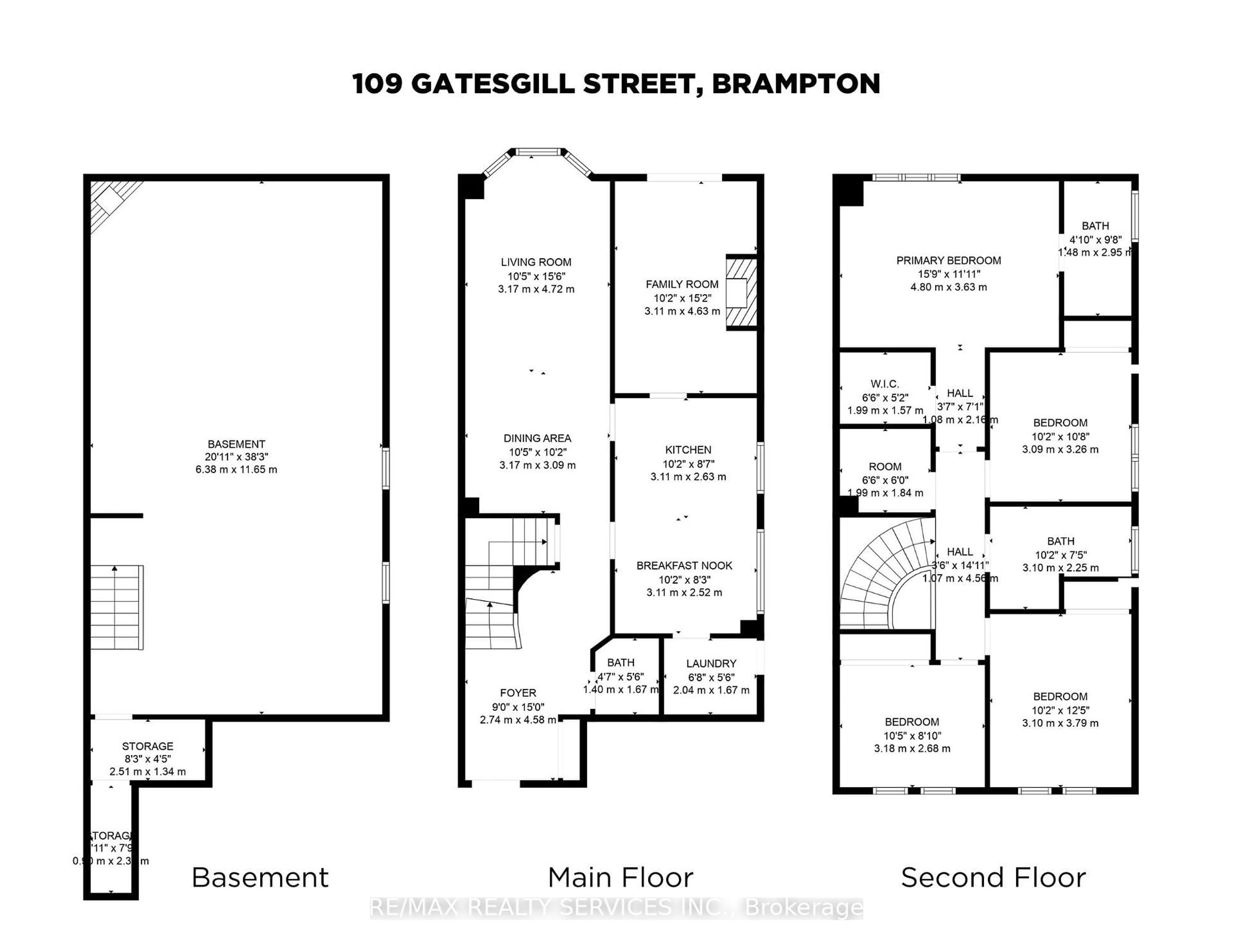 Floor plan for 109 Gatesgill St, Brampton Ontario L6X 3S7