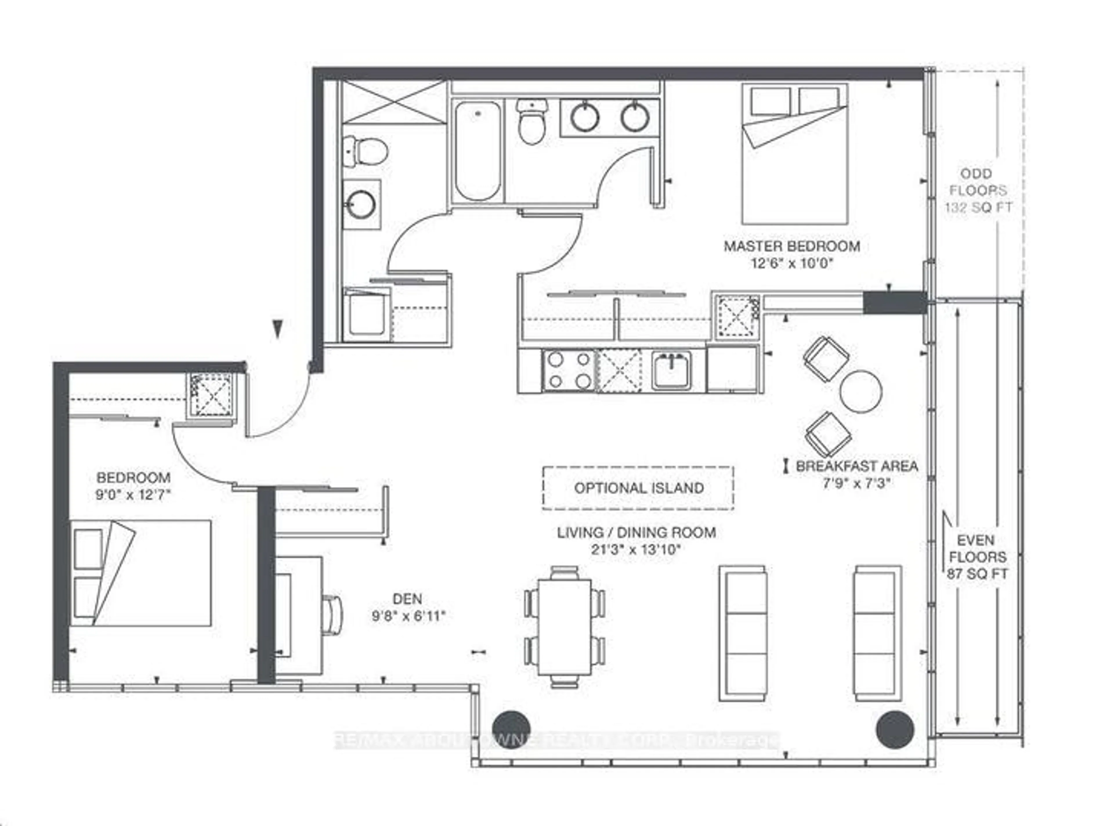 Floor plan for 105 The Queensway Ave #2702, Toronto Ontario M6S 5B5