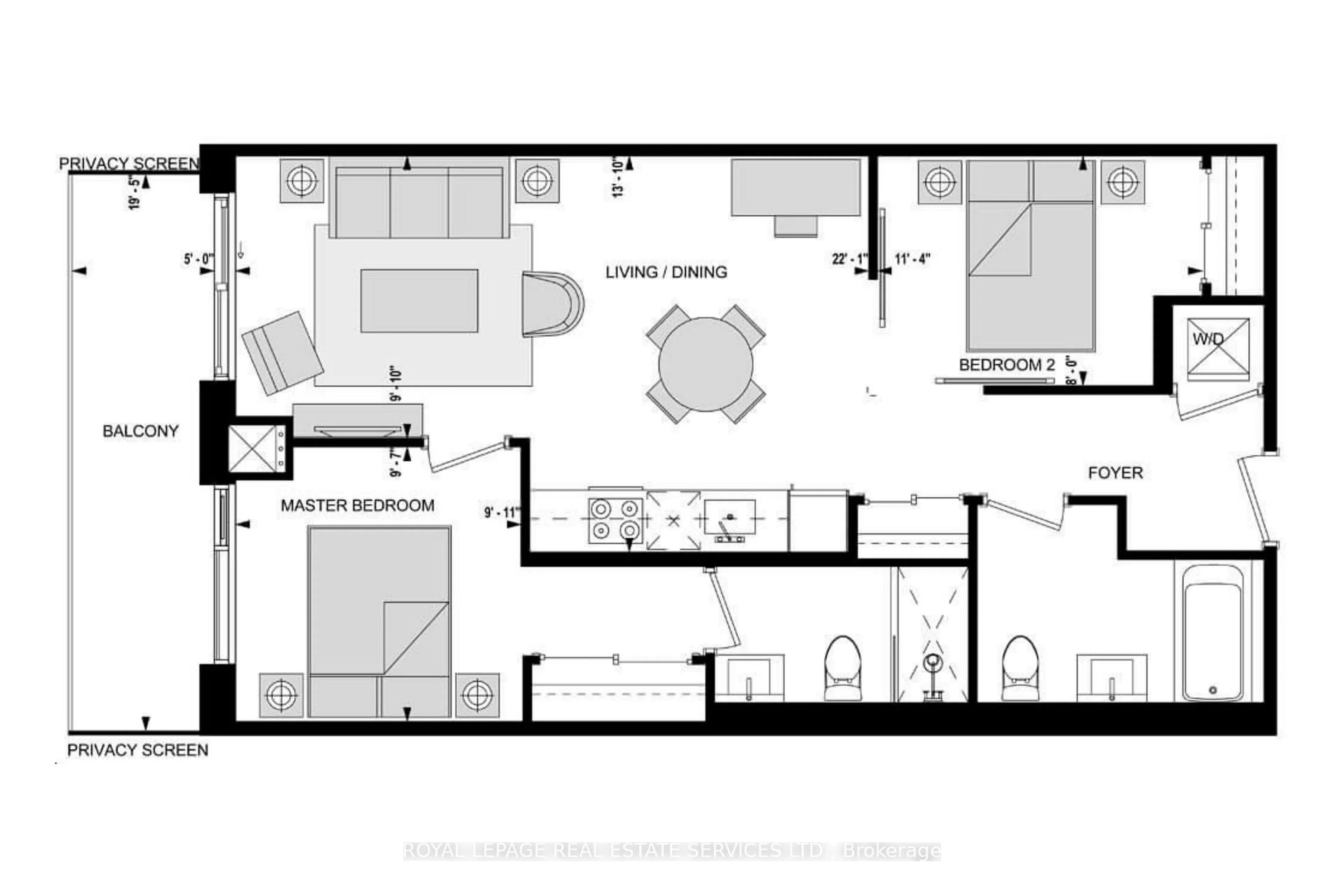 Floor plan for 1926 Lake Shore Blvd #2912, Toronto Ontario M6S 1A1