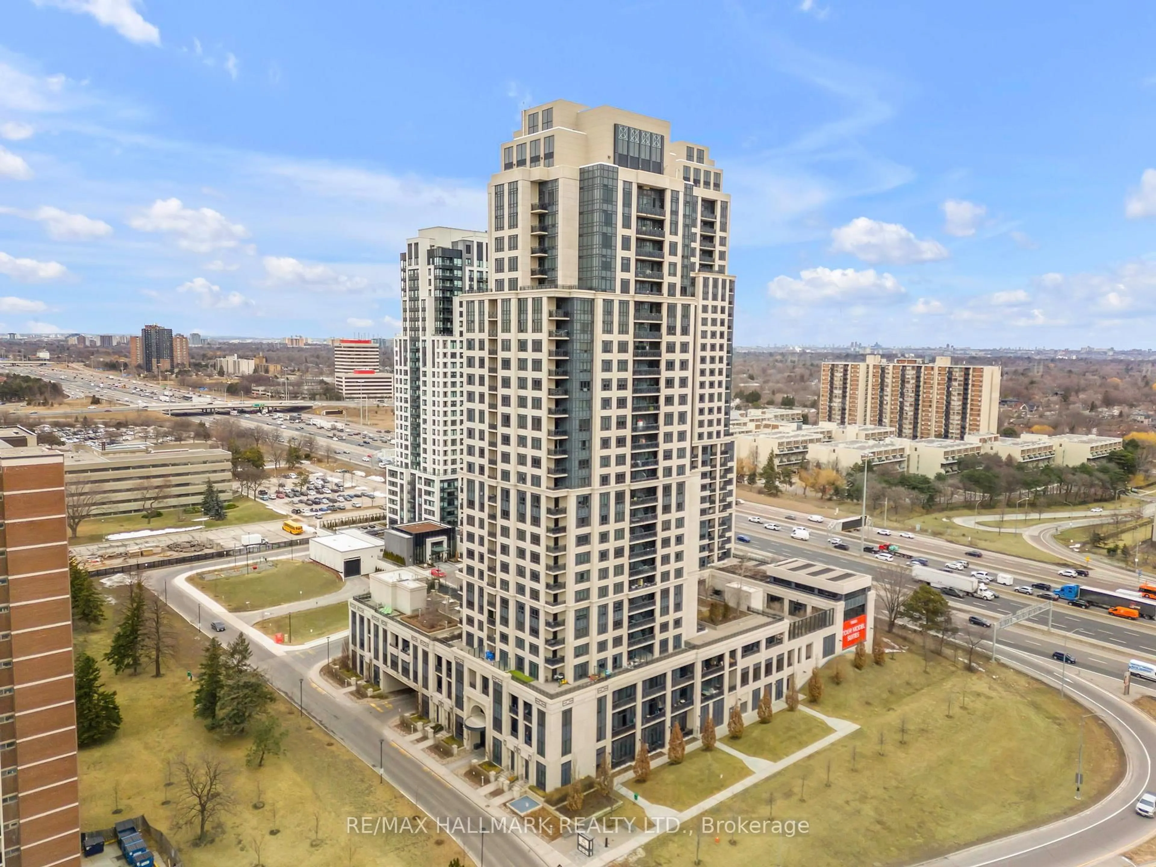 A pic from outside/outdoor area/front of a property/back of a property/a pic from drone, city buildings view from balcony for 6 Eva Rd #1503, Toronto Ontario M9C 0B1