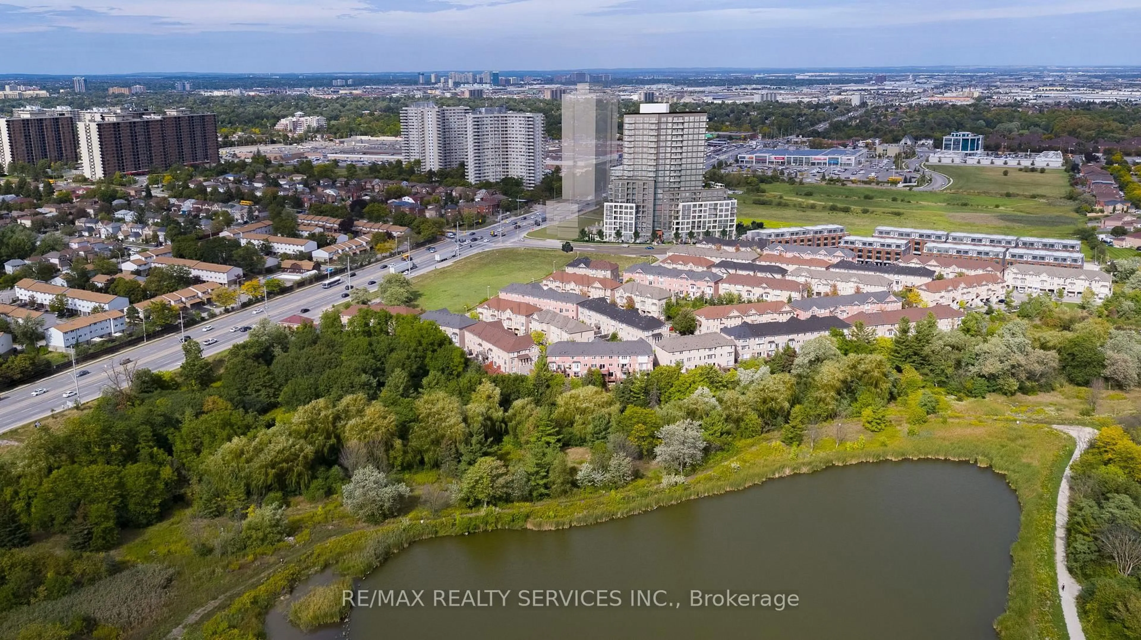 A pic from outside/outdoor area/front of a property/back of a property/a pic from drone, water/lake/river/ocean view for 225 Malta Ave #1502, Brampton Ontario L6Y 4M5