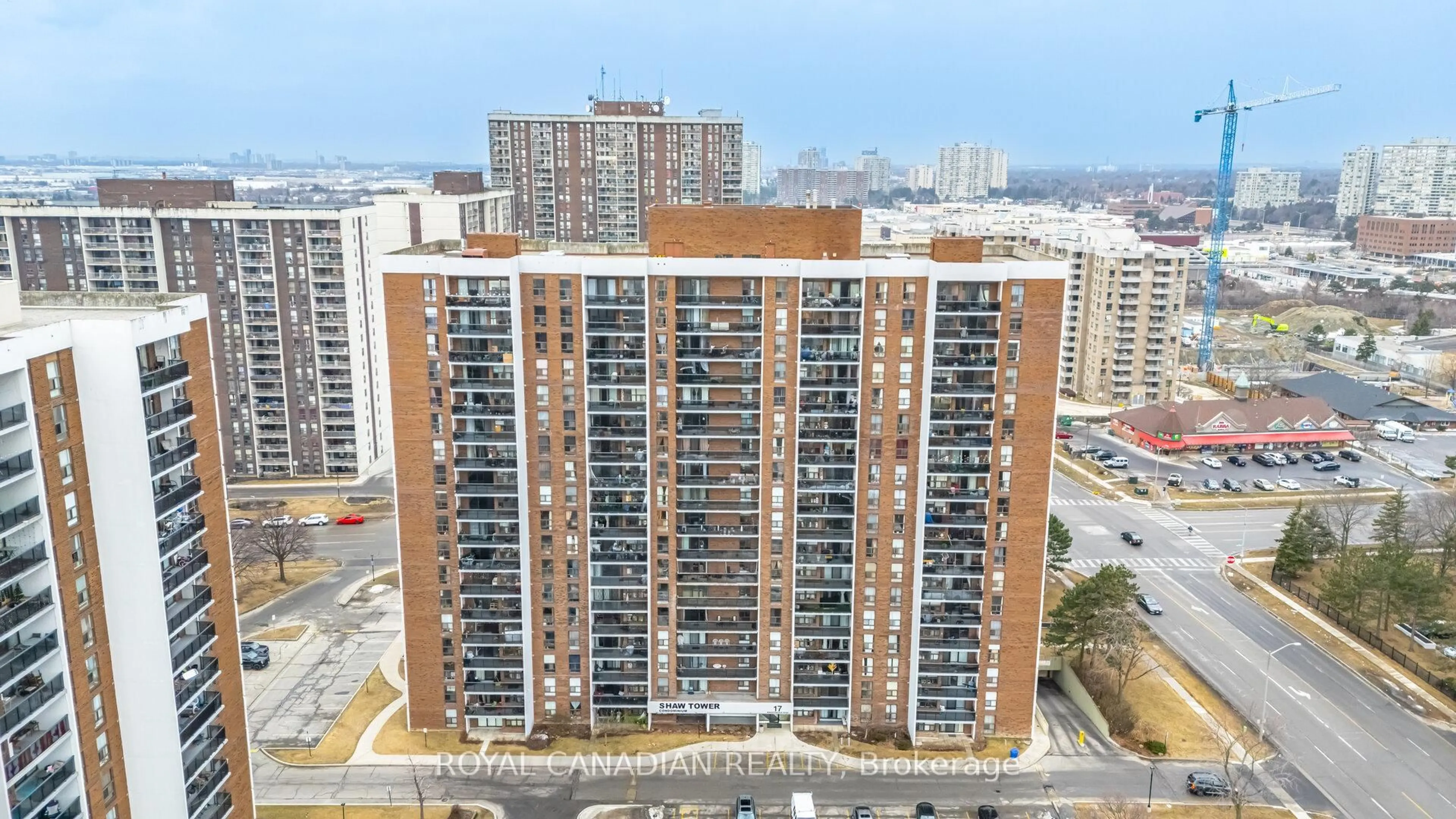 A pic from outside/outdoor area/front of a property/back of a property/a pic from drone, city buildings view from balcony for 17 Knightsbridge Rd #1605, Brampton Ontario L6T 3X9