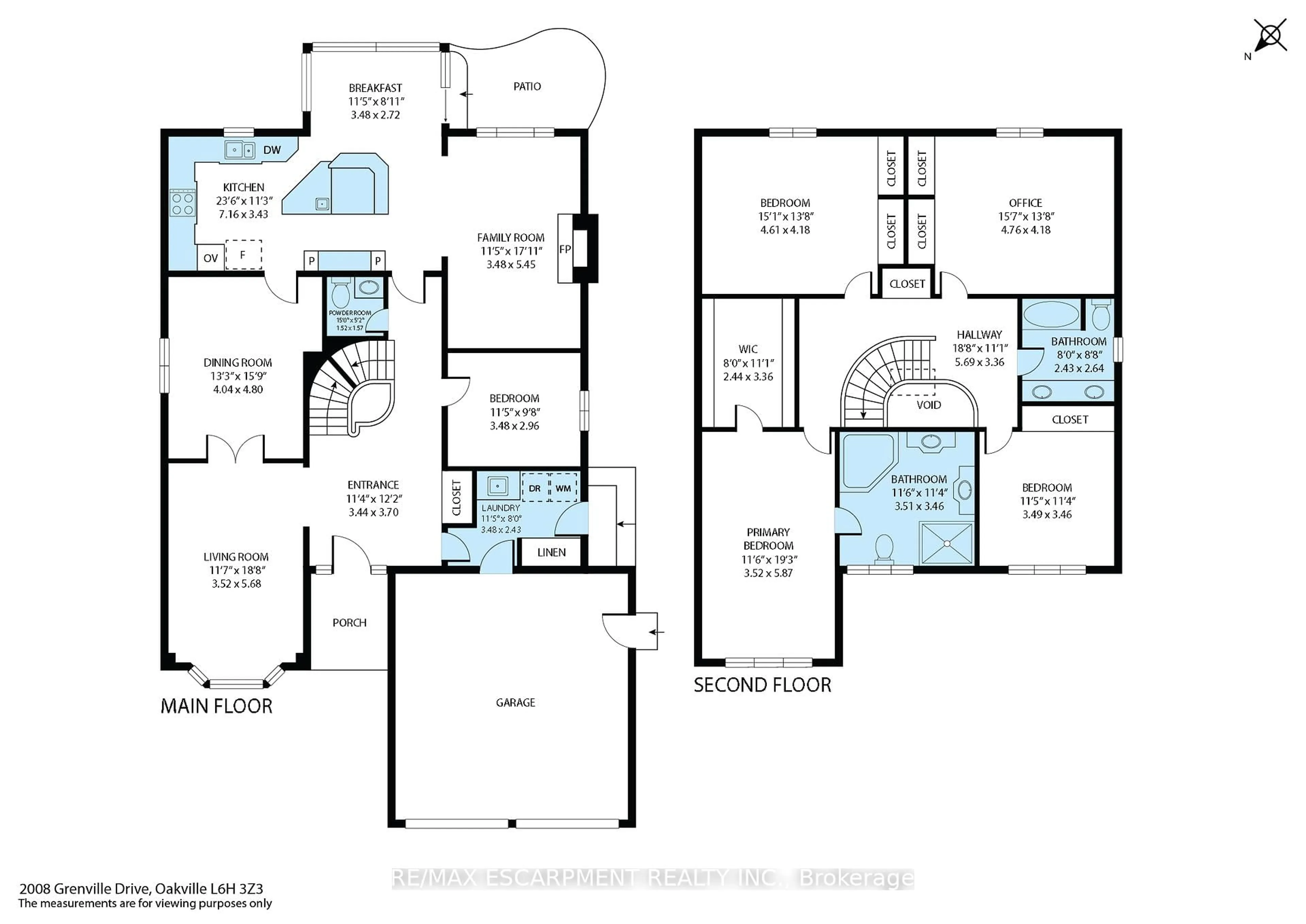 Floor plan for 2008 Grenville Dr, Oakville Ontario L6H 3Z3