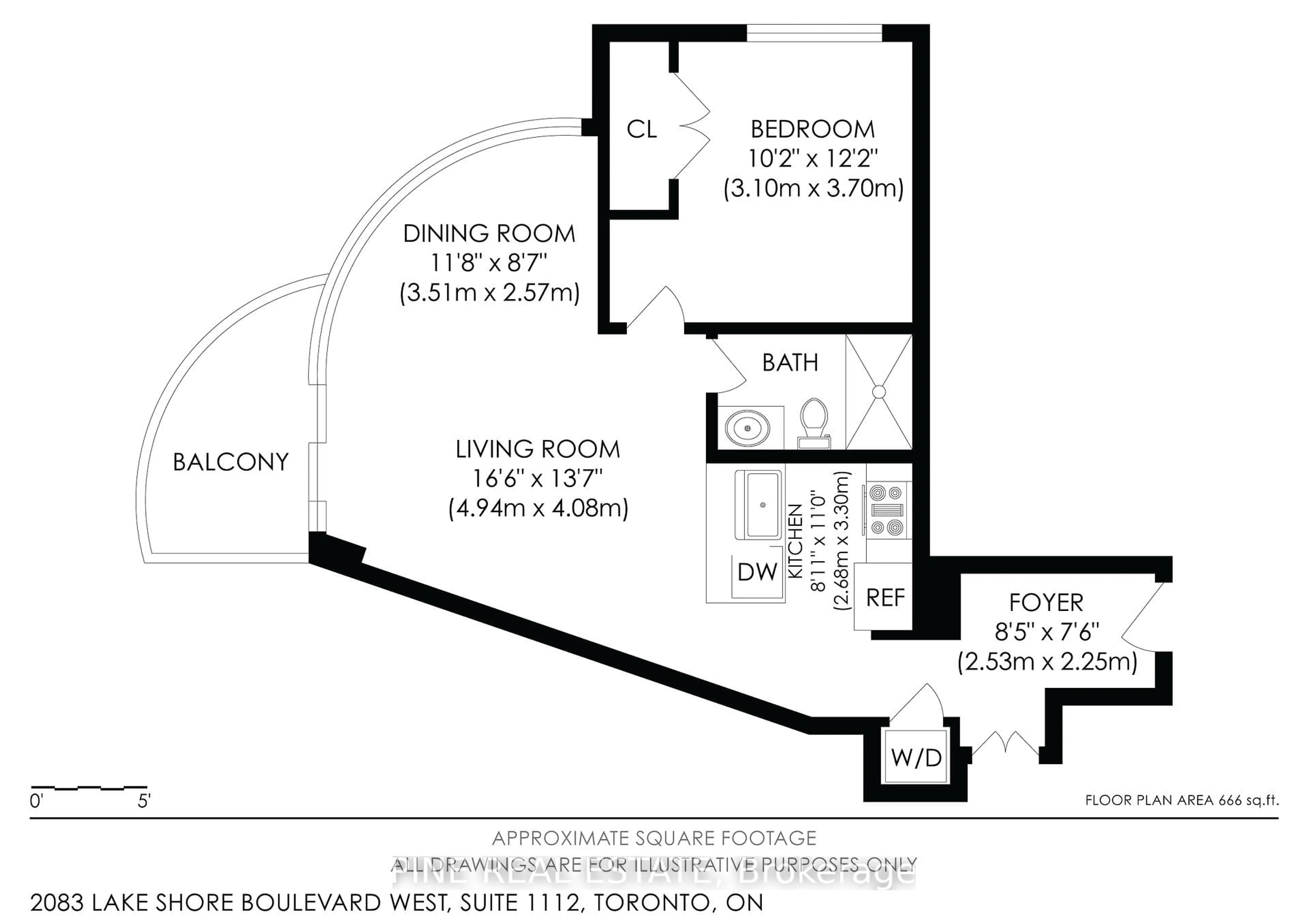 Floor plan for 2083 Lake Shore Blvd #1112, Toronto Ontario M8V 4G2