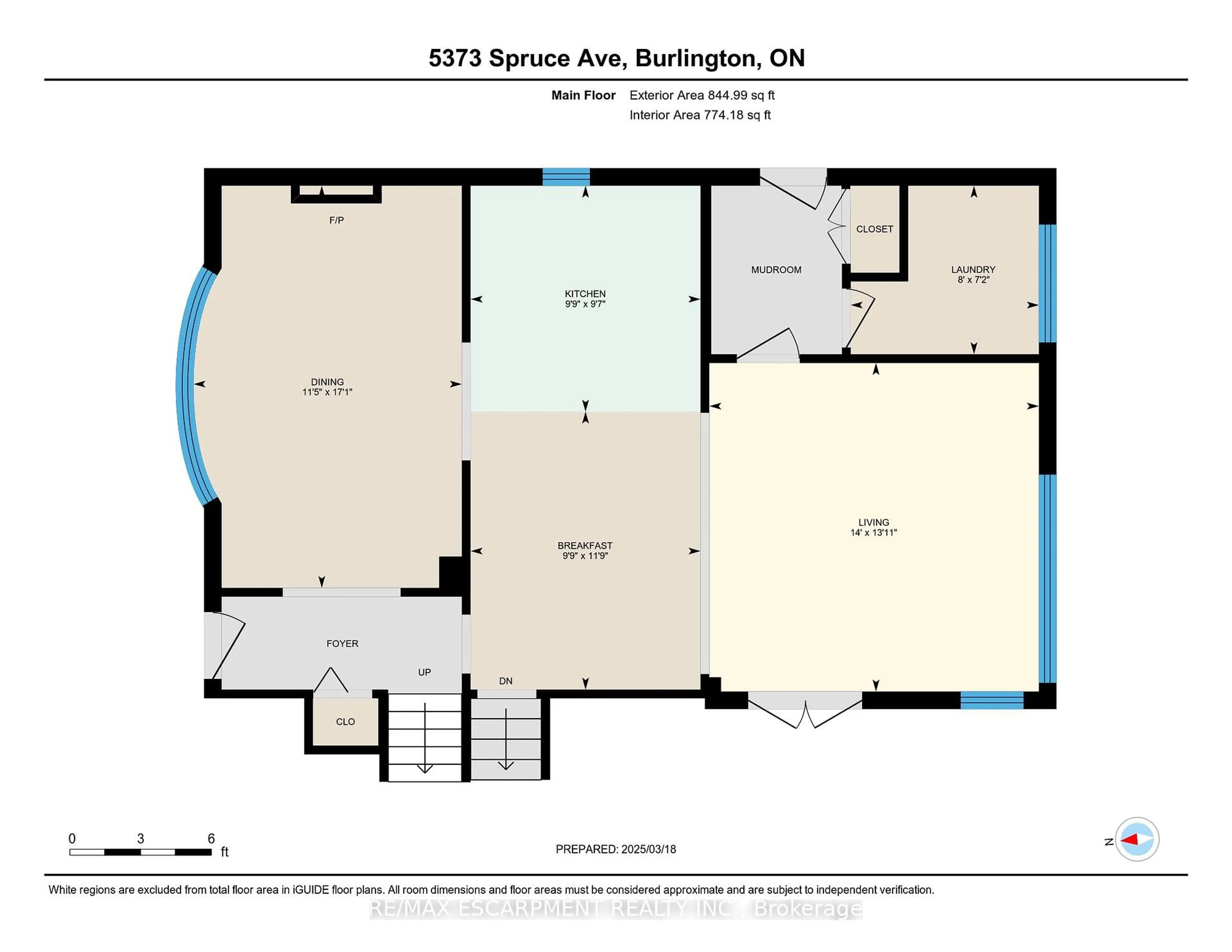 Floor plan for 5373 Spruce Ave, Burlington Ontario L7L 1N8