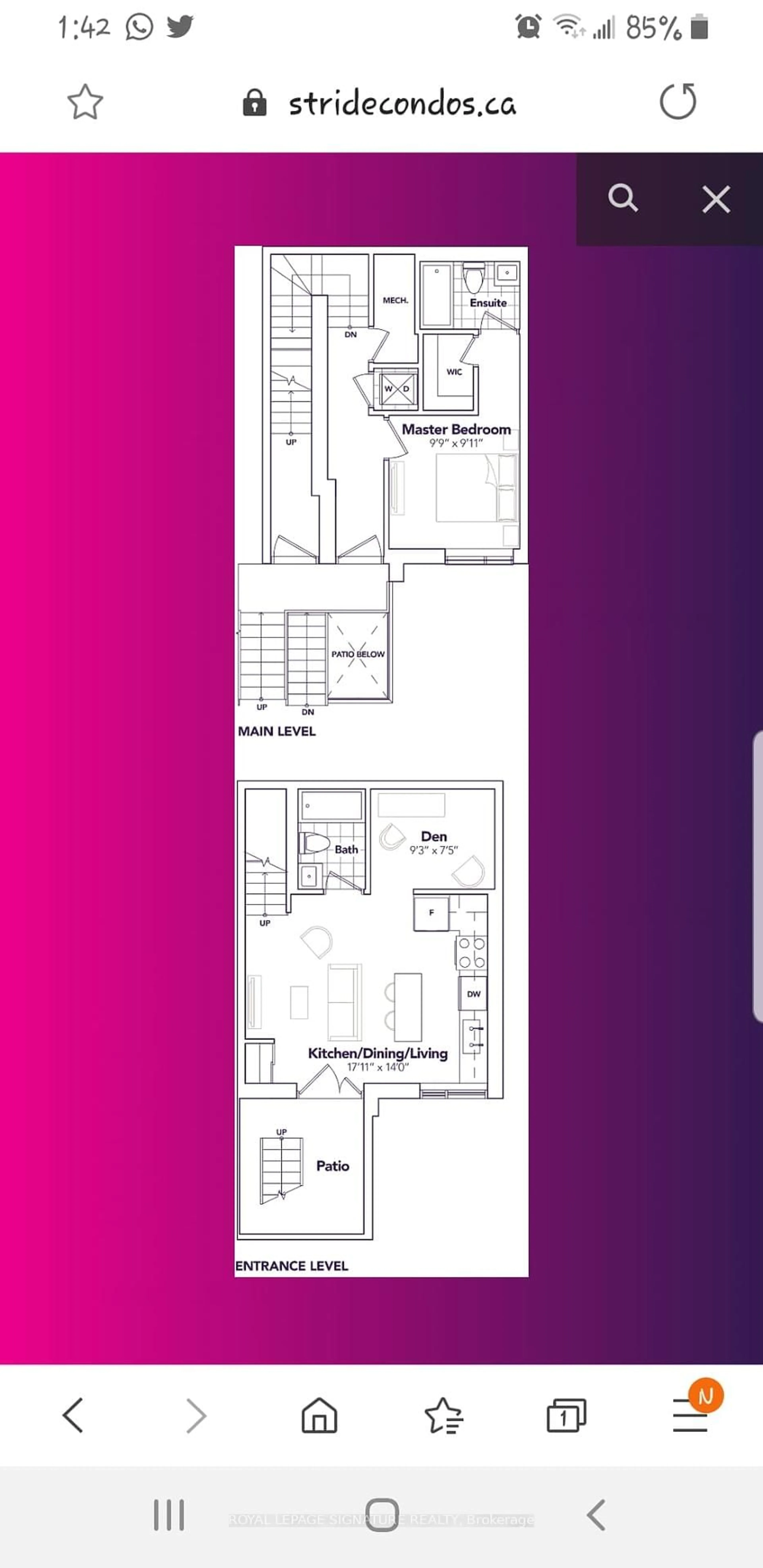 Floor plan for 1085 Douglas McCurdy Comm N/A #111, Mississauga Ontario L5G 0C6