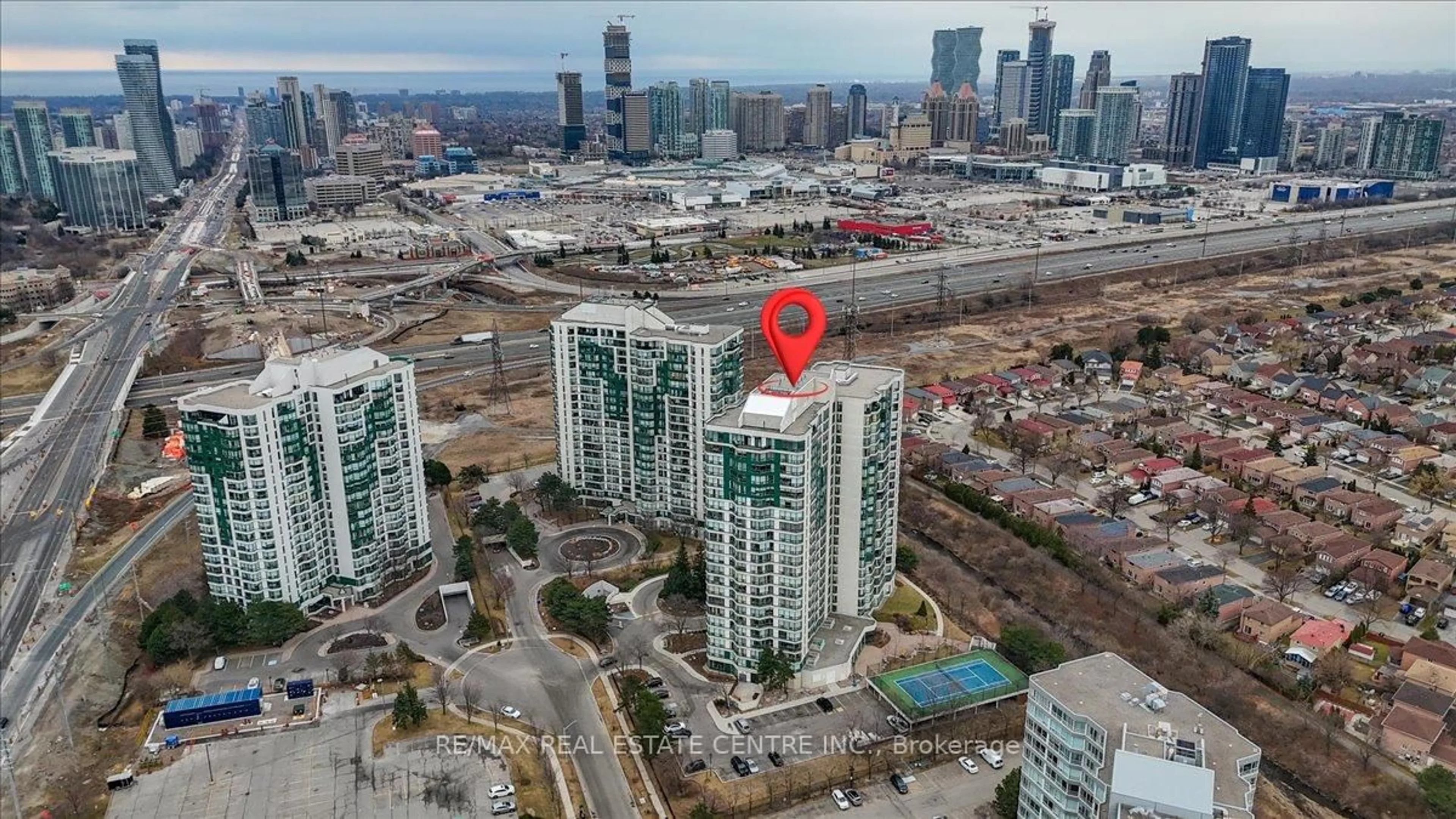 A pic from outside/outdoor area/front of a property/back of a property/a pic from drone, city buildings view from balcony for 4470 Tucana Crt #1807, Mississauga Ontario L5R 3K8