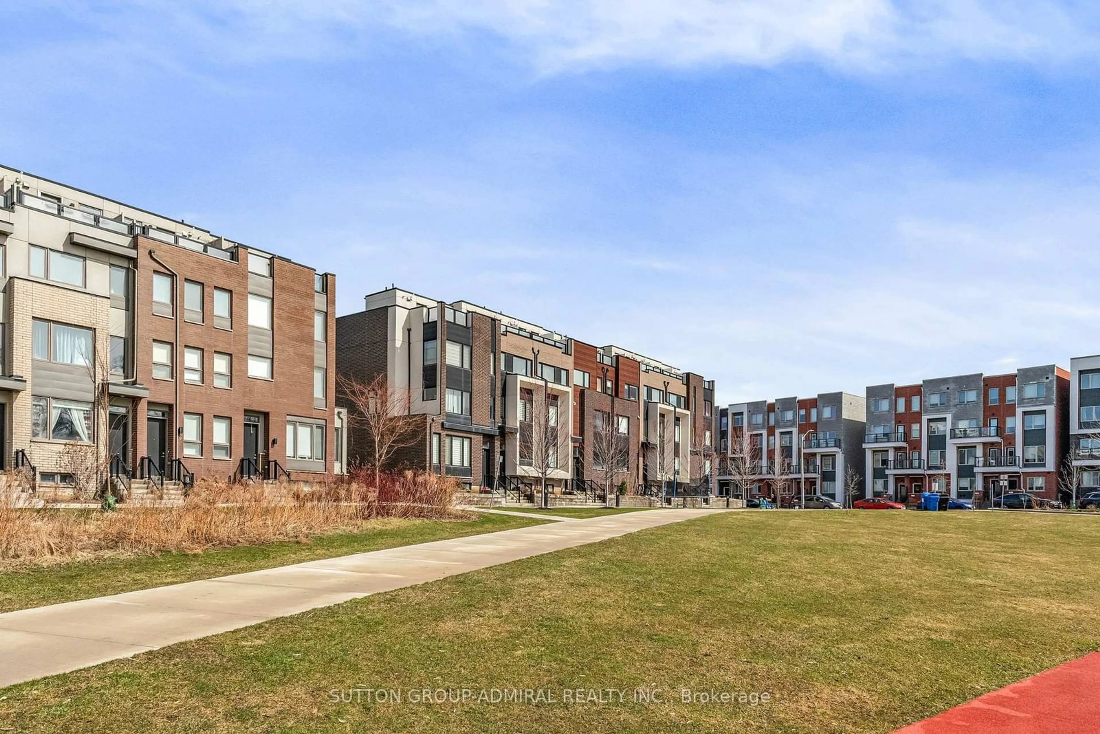 A pic from outside/outdoor area/front of a property/back of a property/a pic from drone, street for 110 Frederick Tisdale Dr #1, Toronto Ontario M3K 0A8