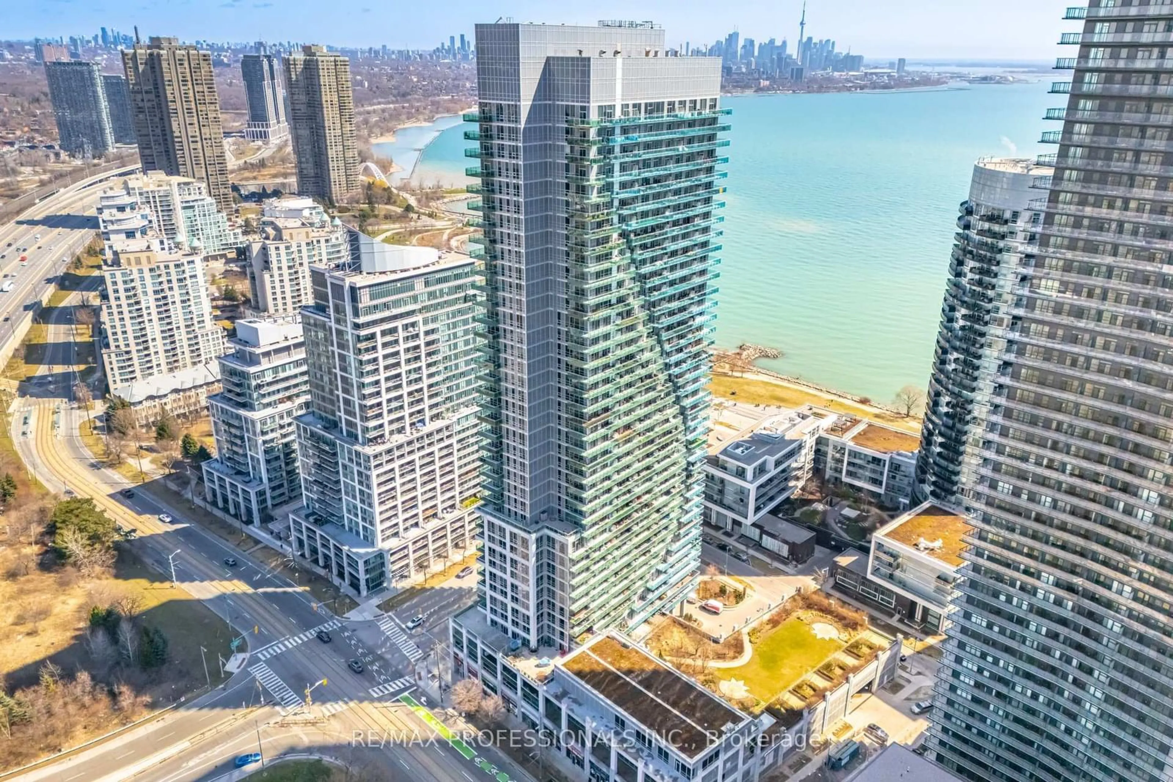 A pic from outside/outdoor area/front of a property/back of a property/a pic from drone, city buildings view from balcony for 16 Brookers Lane #3205, Toronto Ontario M8V 0A6