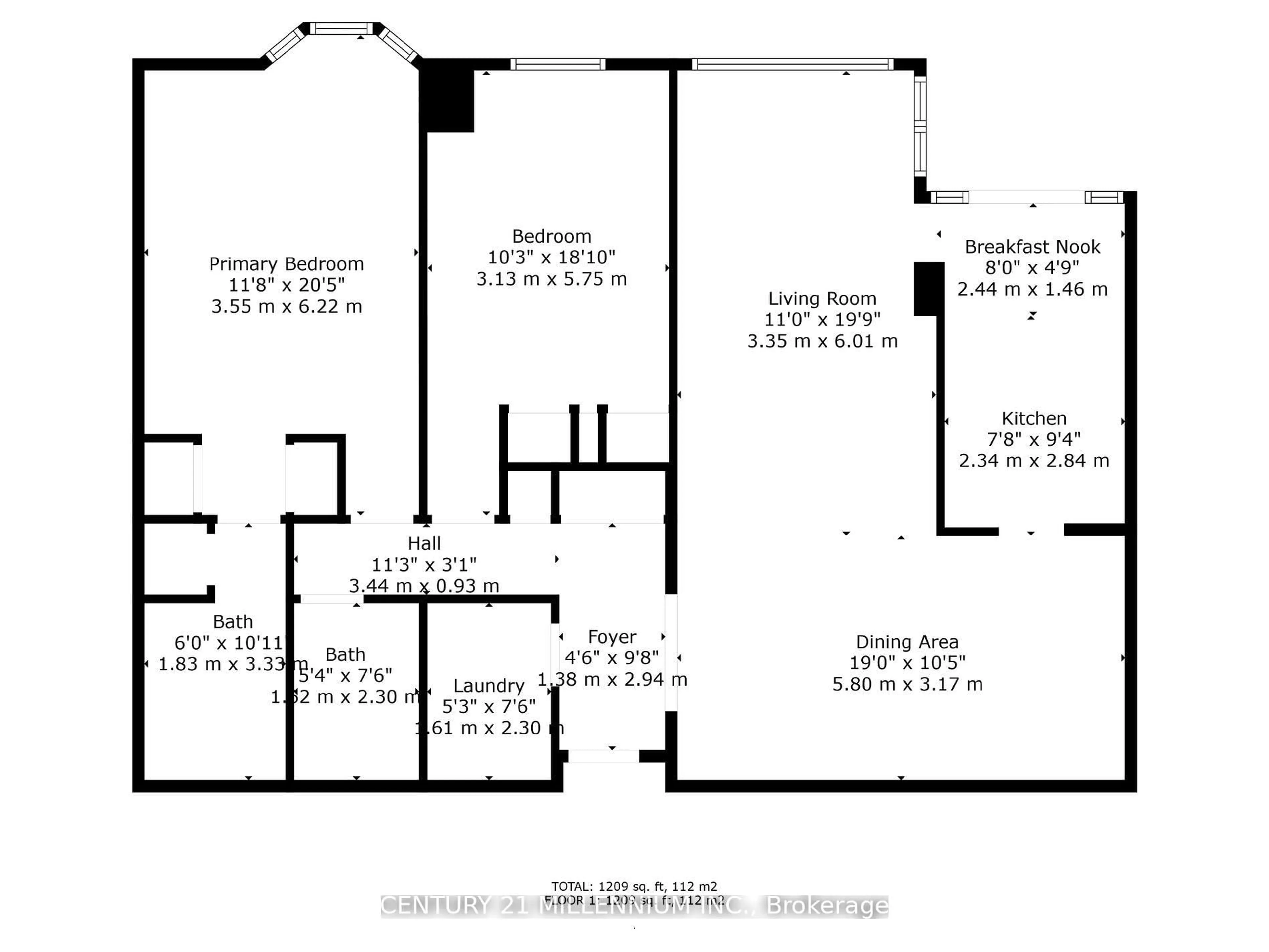 Floor plan for 20 Cherrytree Dr #208, Brampton Ontario L6Y 3V1