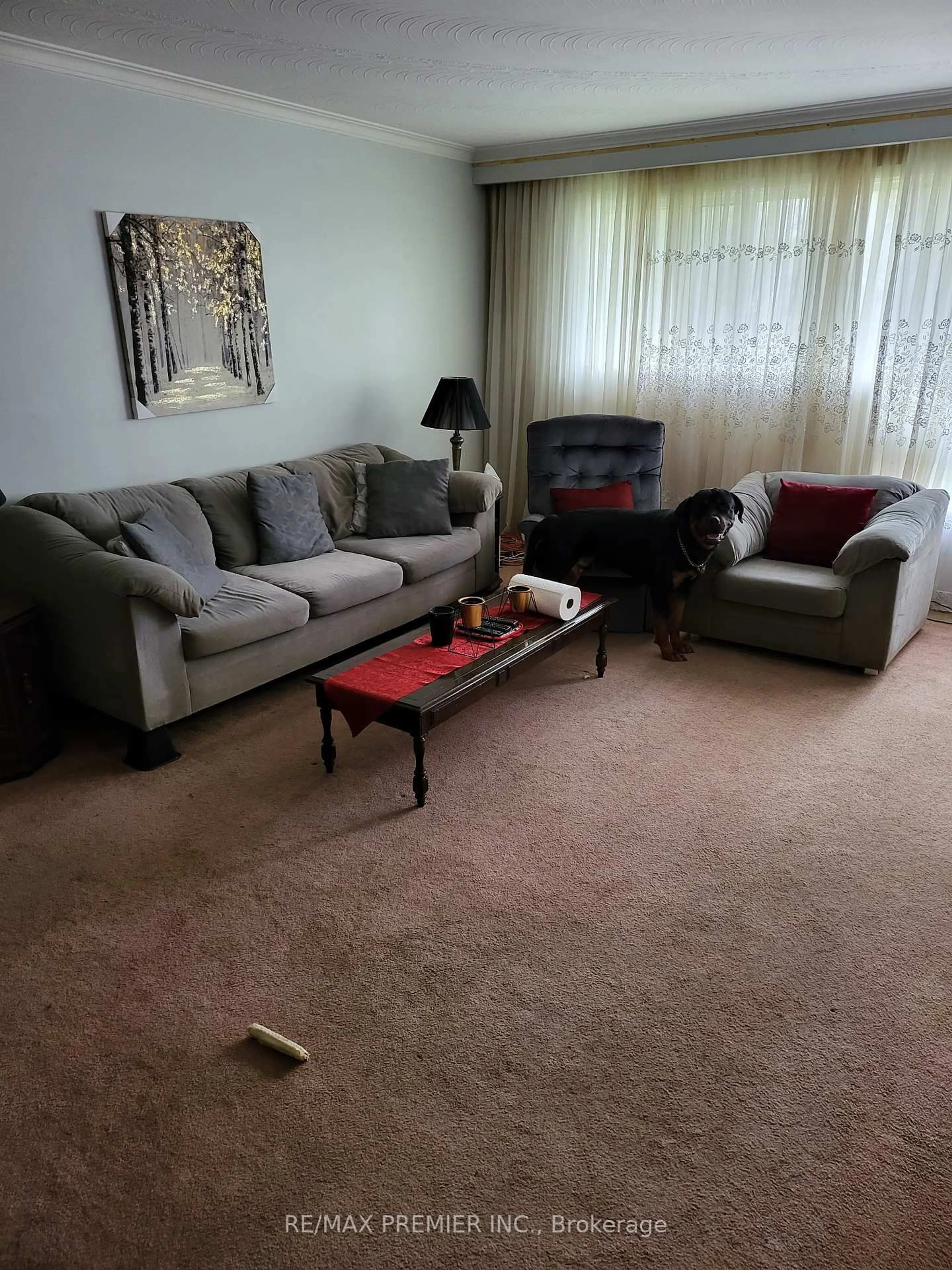Living room with furniture, carpet floor for 53 Rosefair Cres, Toronto Ontario M9W 3B1