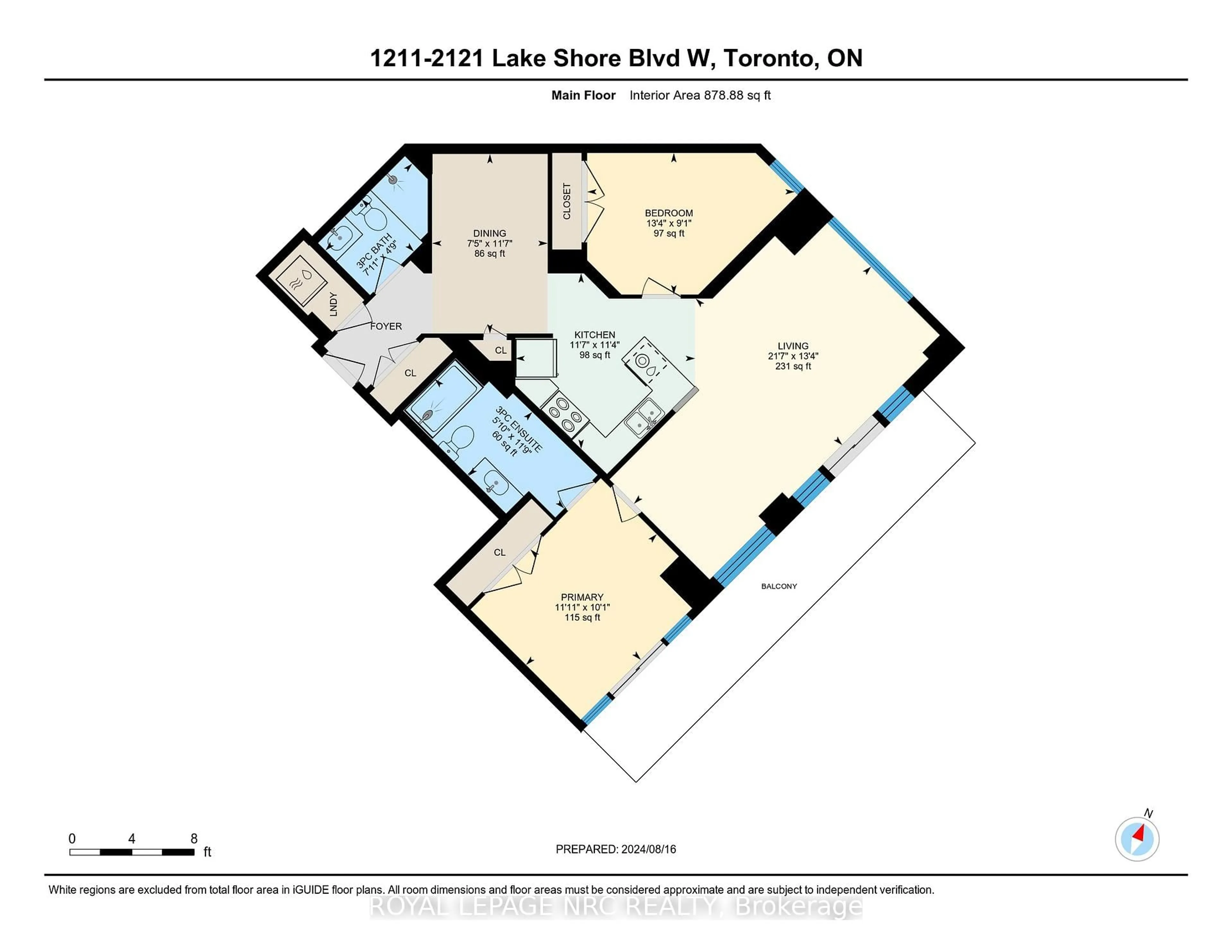 Floor plan for 2121 Lakeshore Blvd #1211, Toronto Ontario M8V 4E9