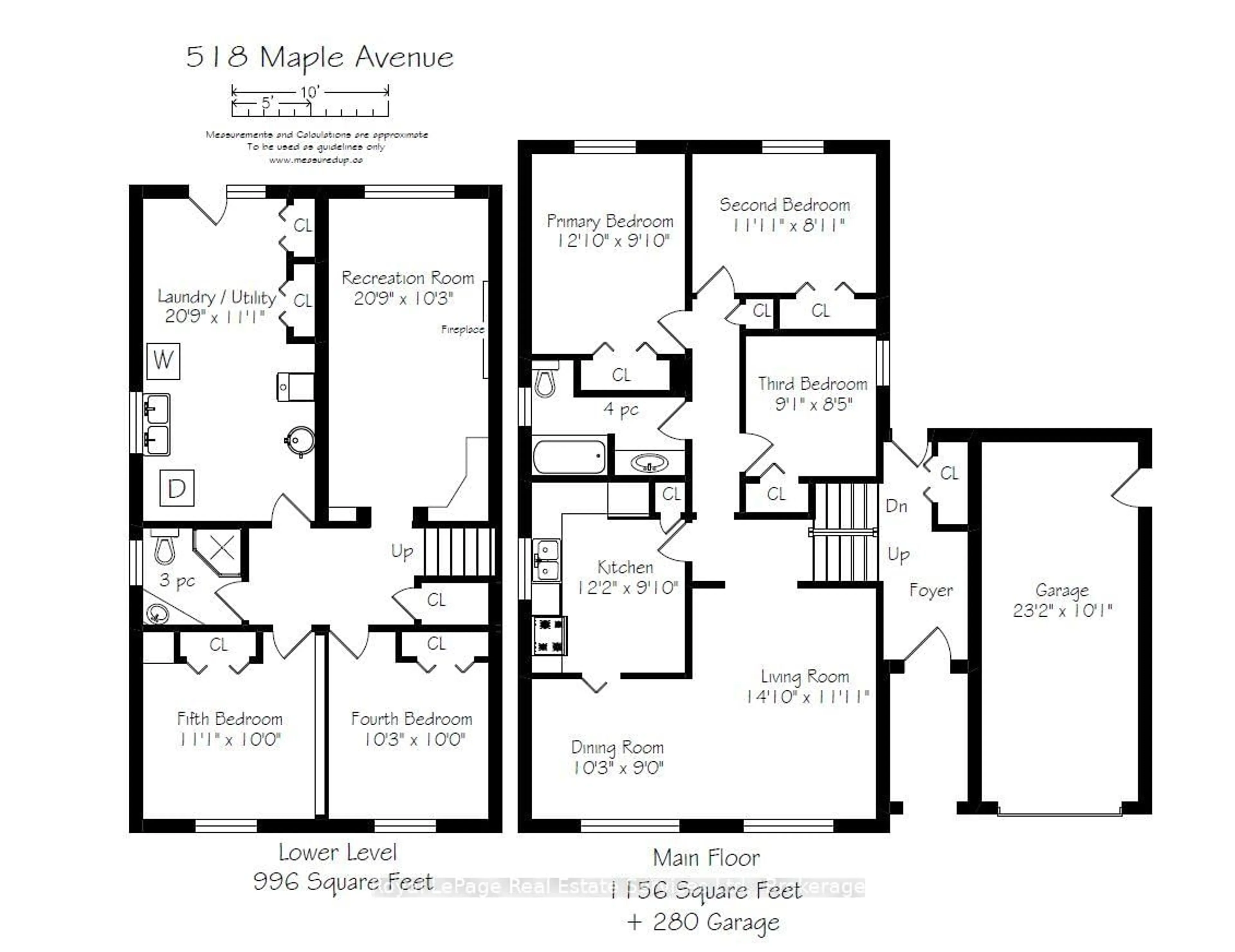 Floor plan for 518 Maple Ave, Oakville Ontario L6J 2J4