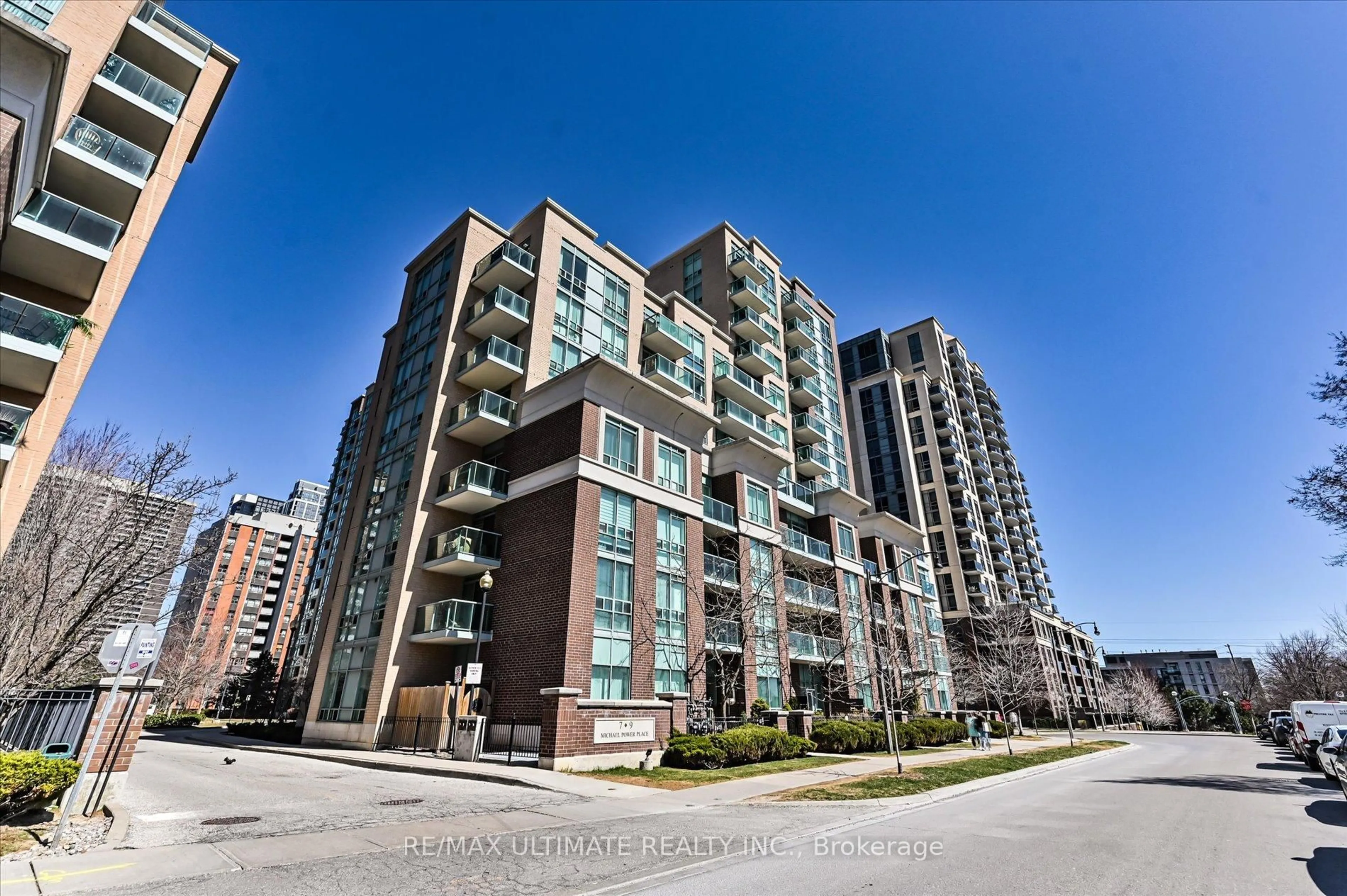 A pic from outside/outdoor area/front of a property/back of a property/a pic from drone, unknown for 9 Michael Power Pl #310, Toronto Ontario M9A 0A5