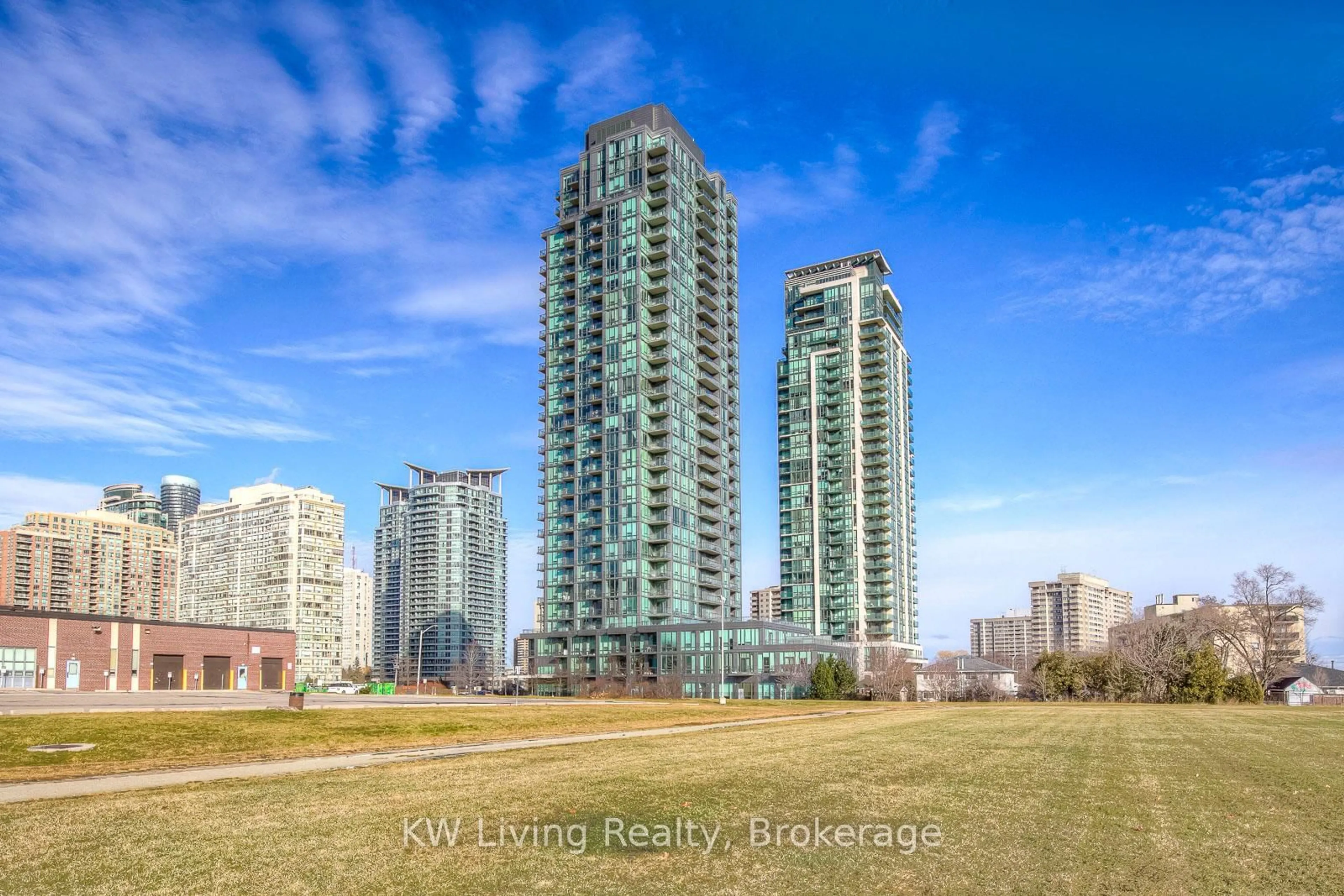 A pic from outside/outdoor area/front of a property/back of a property/a pic from drone, city buildings view from balcony for 3525 Kariya Dr #318, Mississauga Ontario L5B 0C2