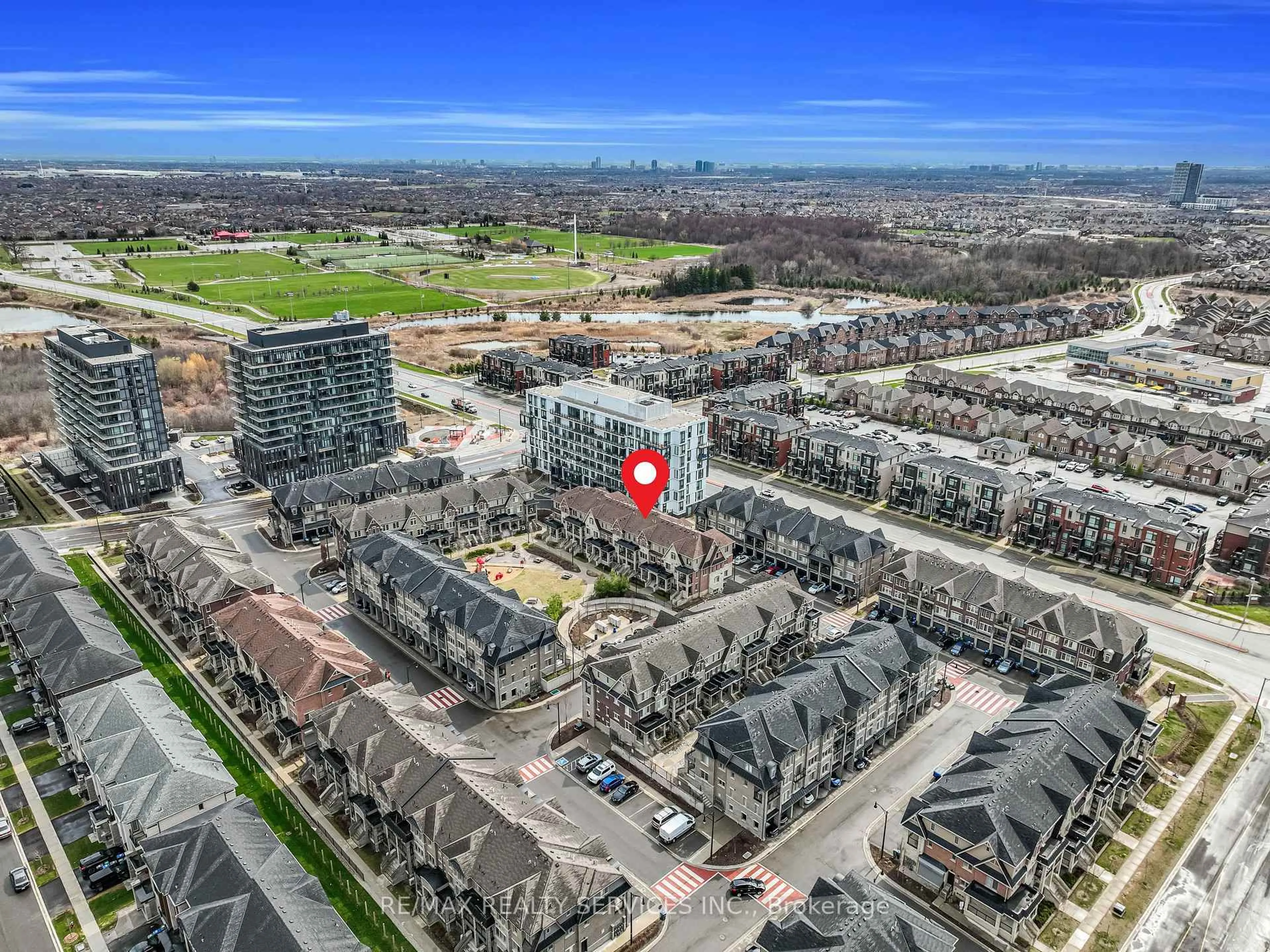 A pic from outside/outdoor area/front of a property/back of a property/a pic from drone, city buildings view from balcony for 200 Veterans Dr #189, Brampton Ontario L7A 4S6