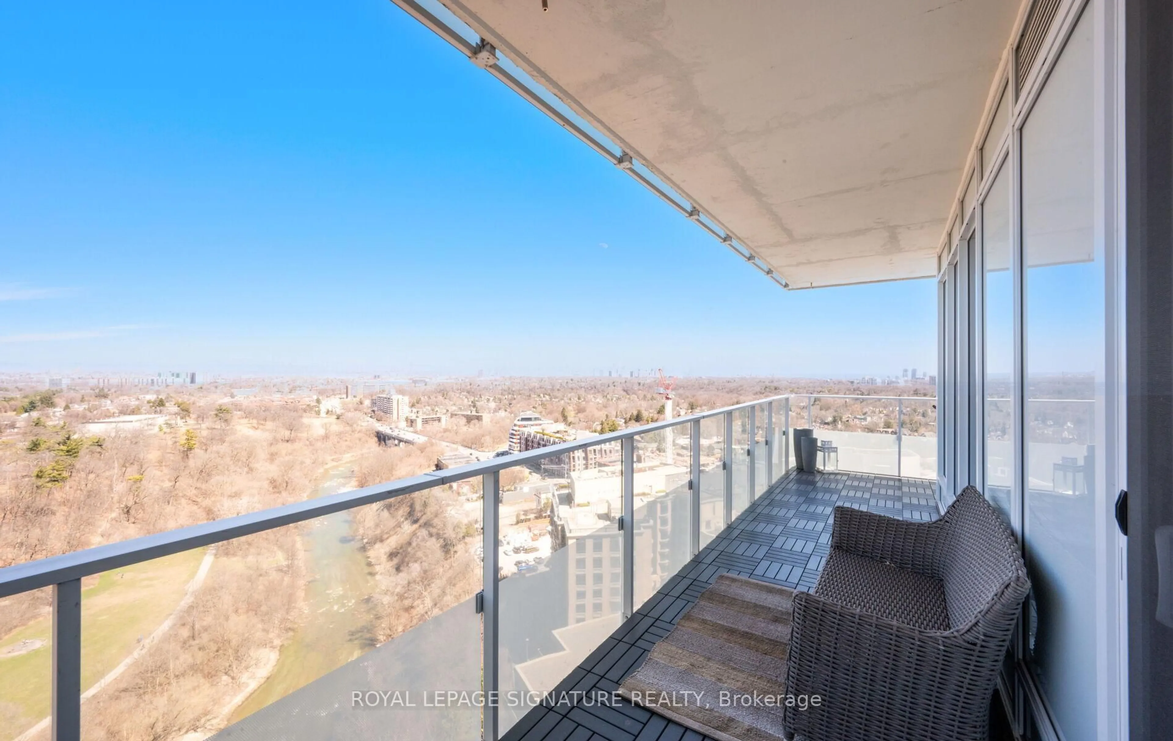 Balcony in the apartment, city buildings view from balcony for 20 Brin Dr #1707, Toronto Ontario M8X 0B2