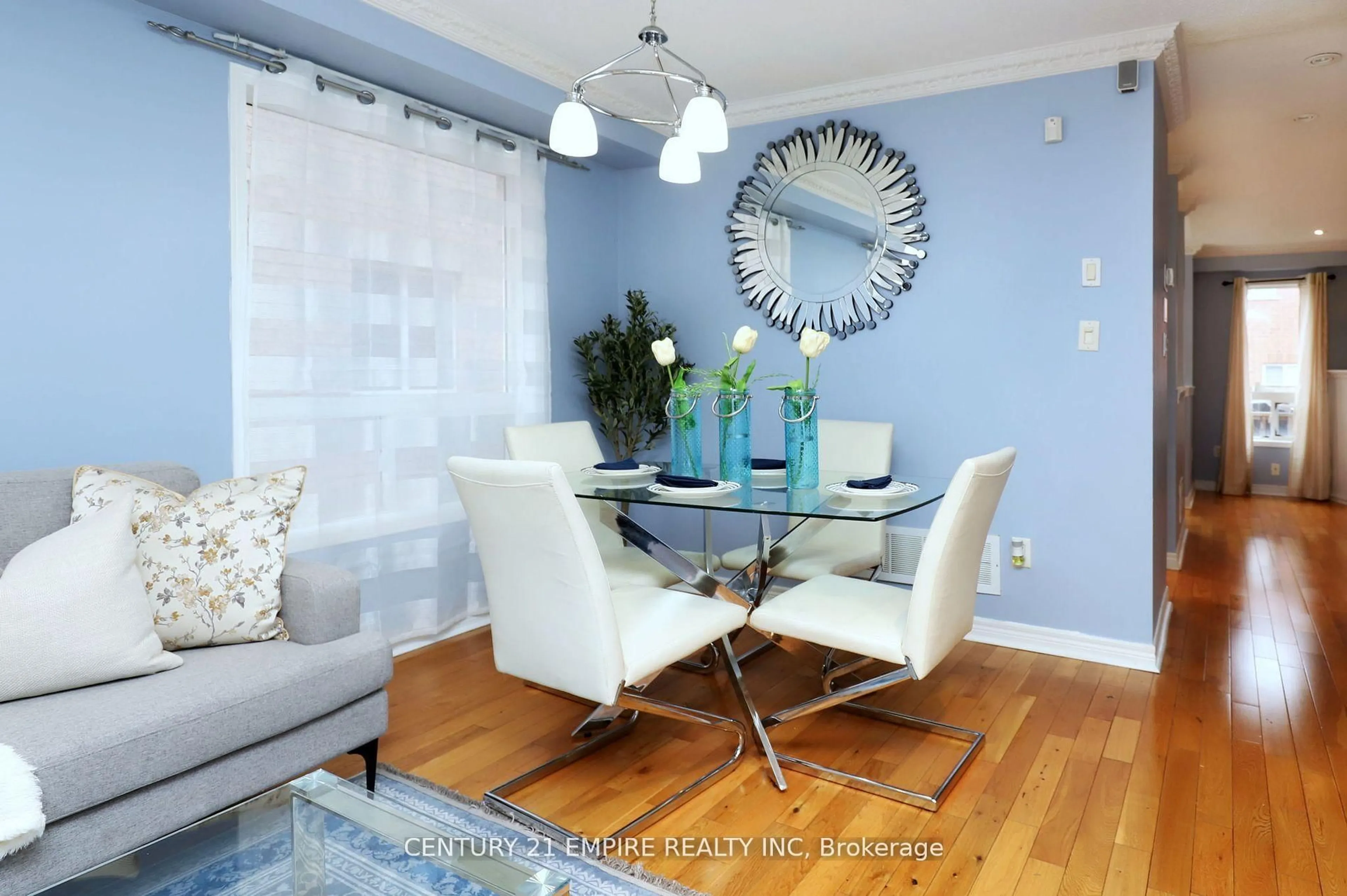 Dining room, wood/laminate floor for 21 Spencer Dr, Brampton Ontario L7A 2A2
