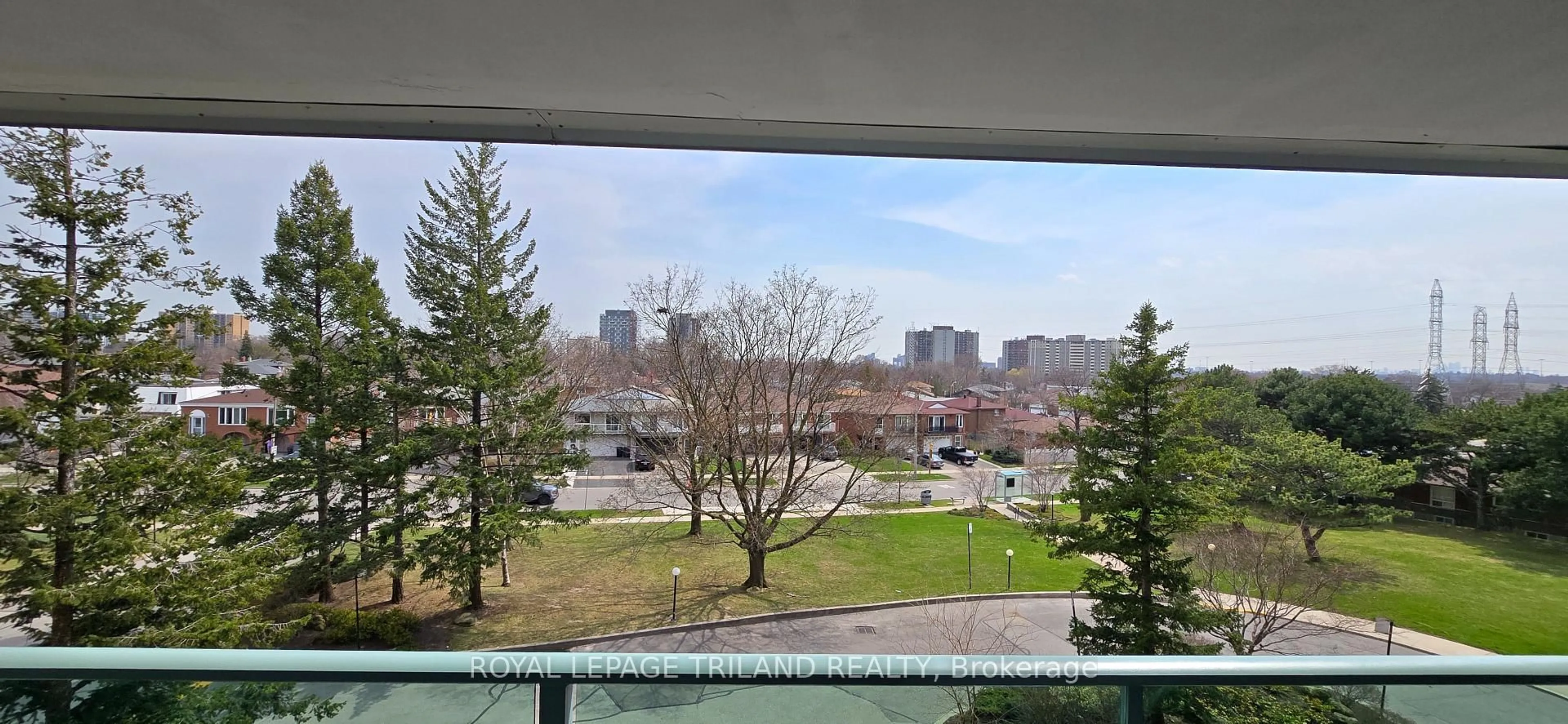 Balcony in the apartment, city buildings view from balcony for 44 LONGBOURNE Dr #405, Toronto Ontario M9R 2M7