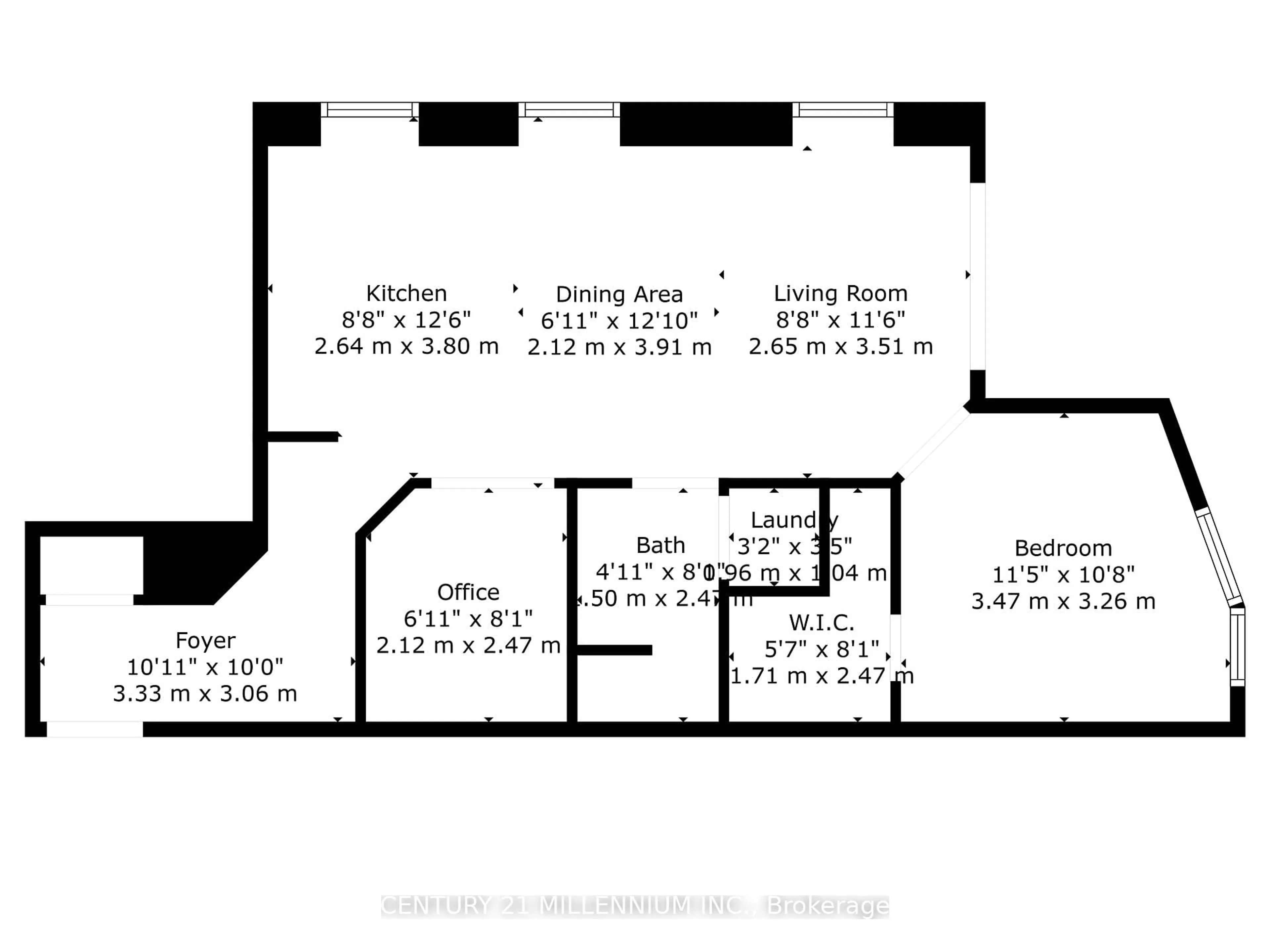 Floor plan for 9 George St #2005, Brampton Ontario L6X 0T6