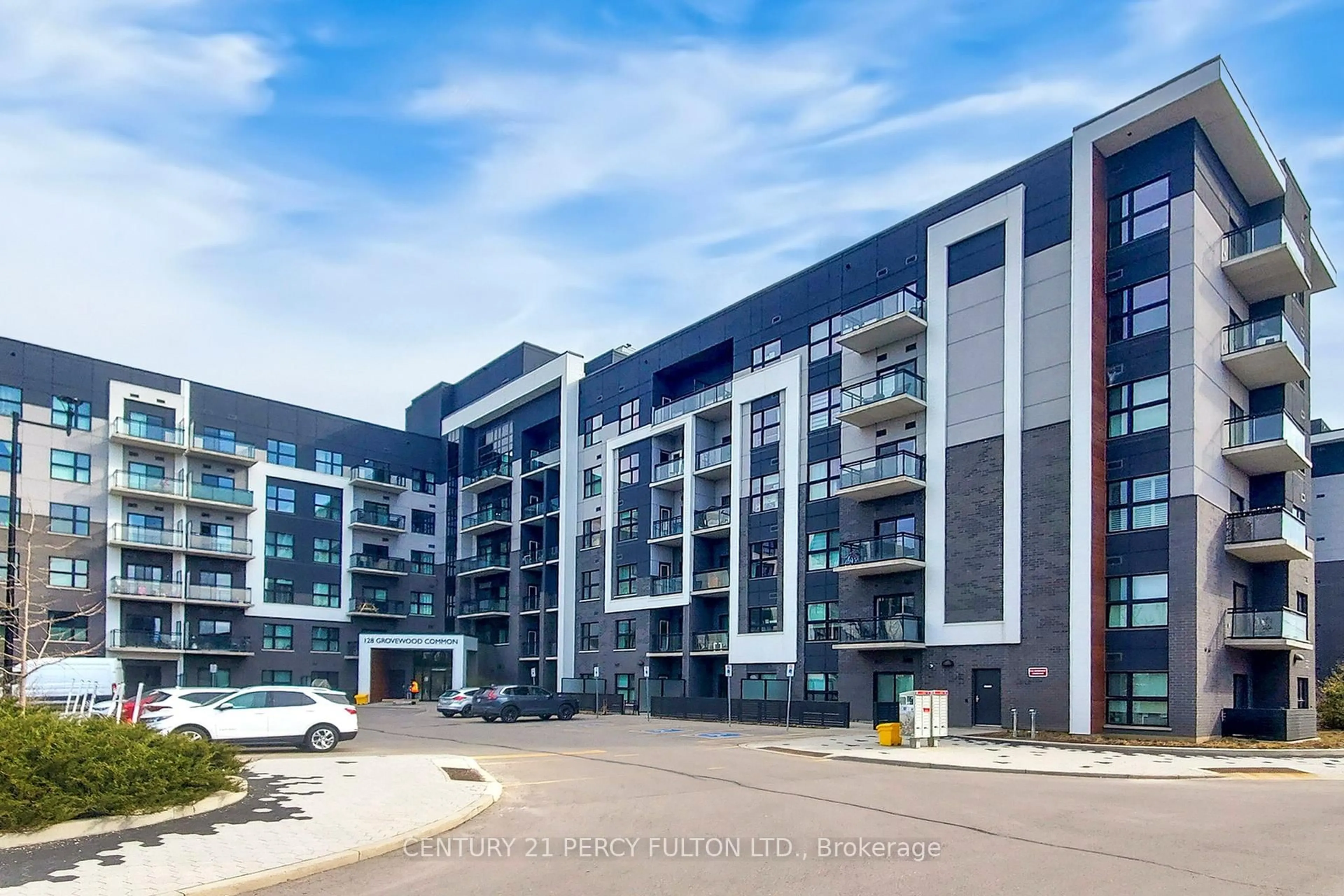 A pic from outside/outdoor area/front of a property/back of a property/a pic from drone, building for 128 Grovewood Common #320, Oakville Ontario L6H 0X3