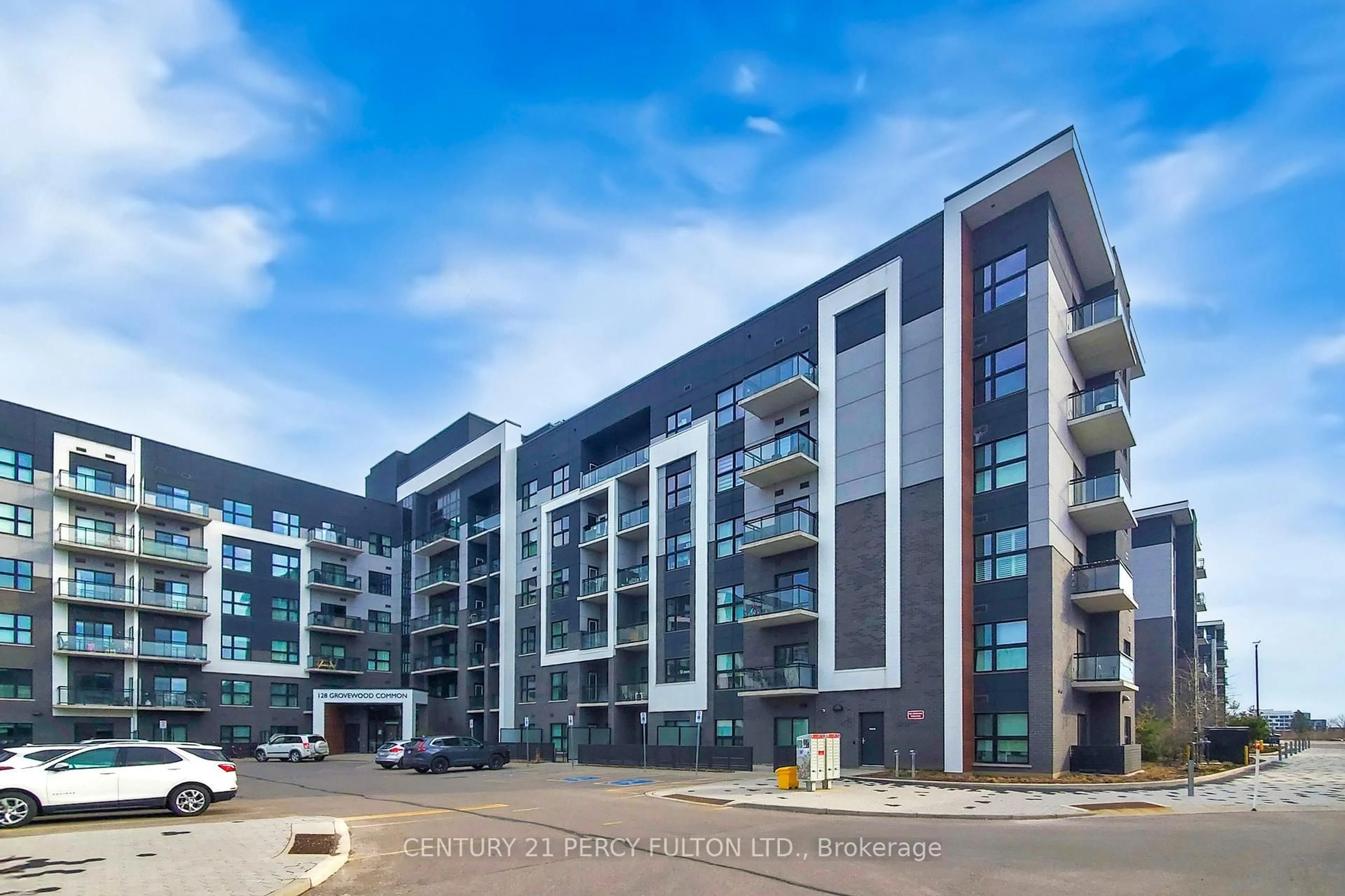 A pic from outside/outdoor area/front of a property/back of a property/a pic from drone, building for 128 Grovewood Common #320, Oakville Ontario L6H 0X3
