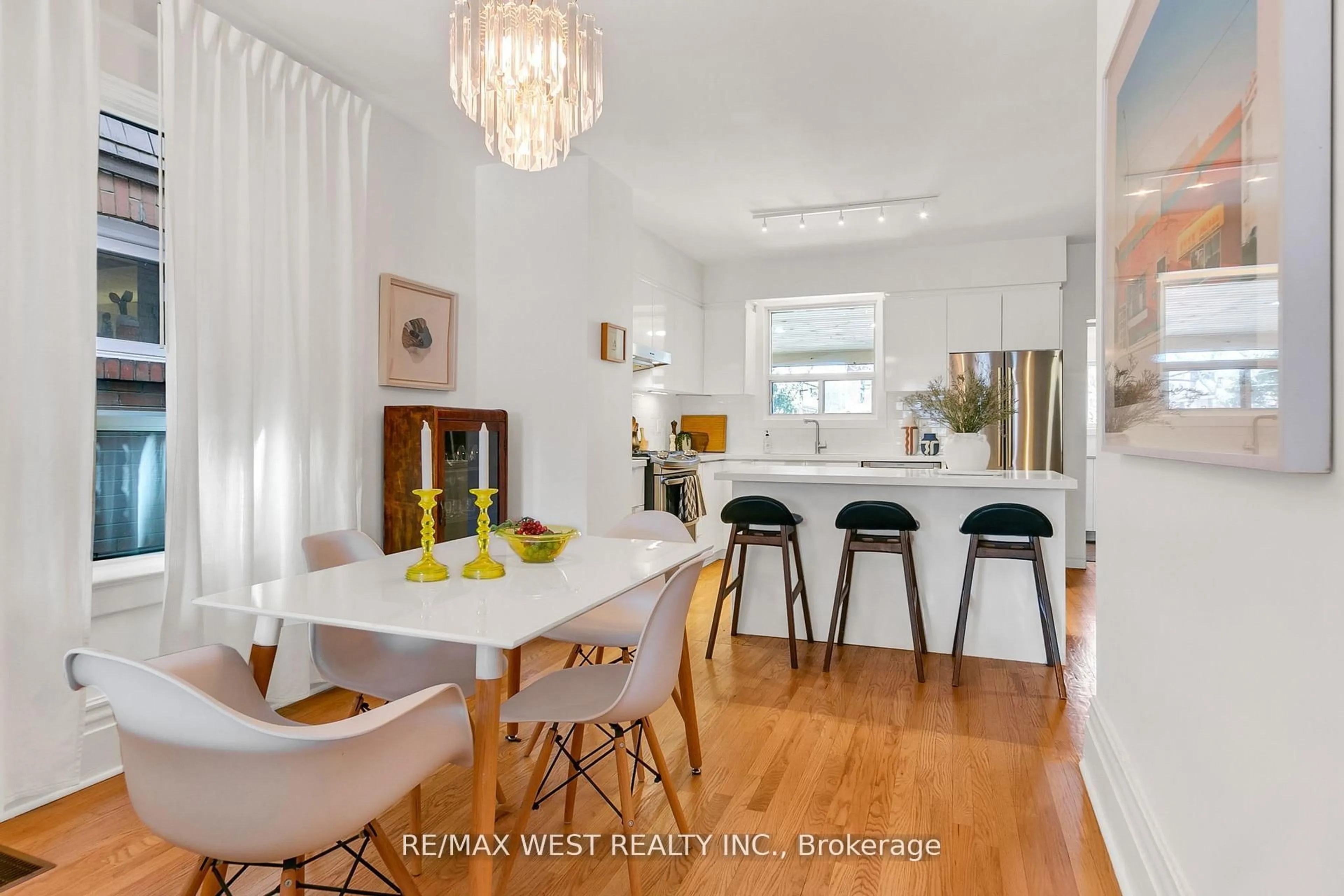 Dining room, wood/laminate floor for 18 Somerville Ave, Toronto Ontario M6M 4W2