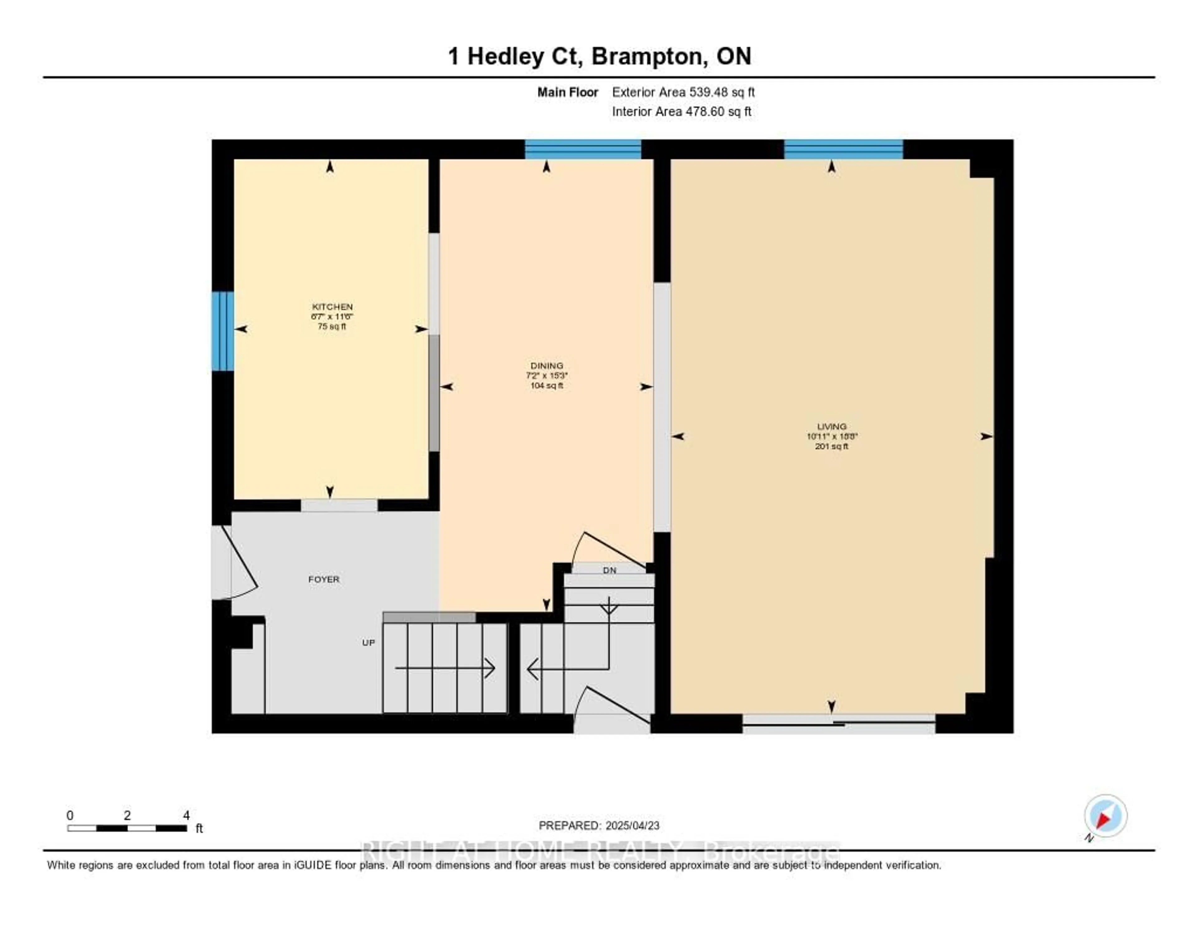 Floor plan for 1 Hedley Crt, Brampton Ontario L6S 2B6