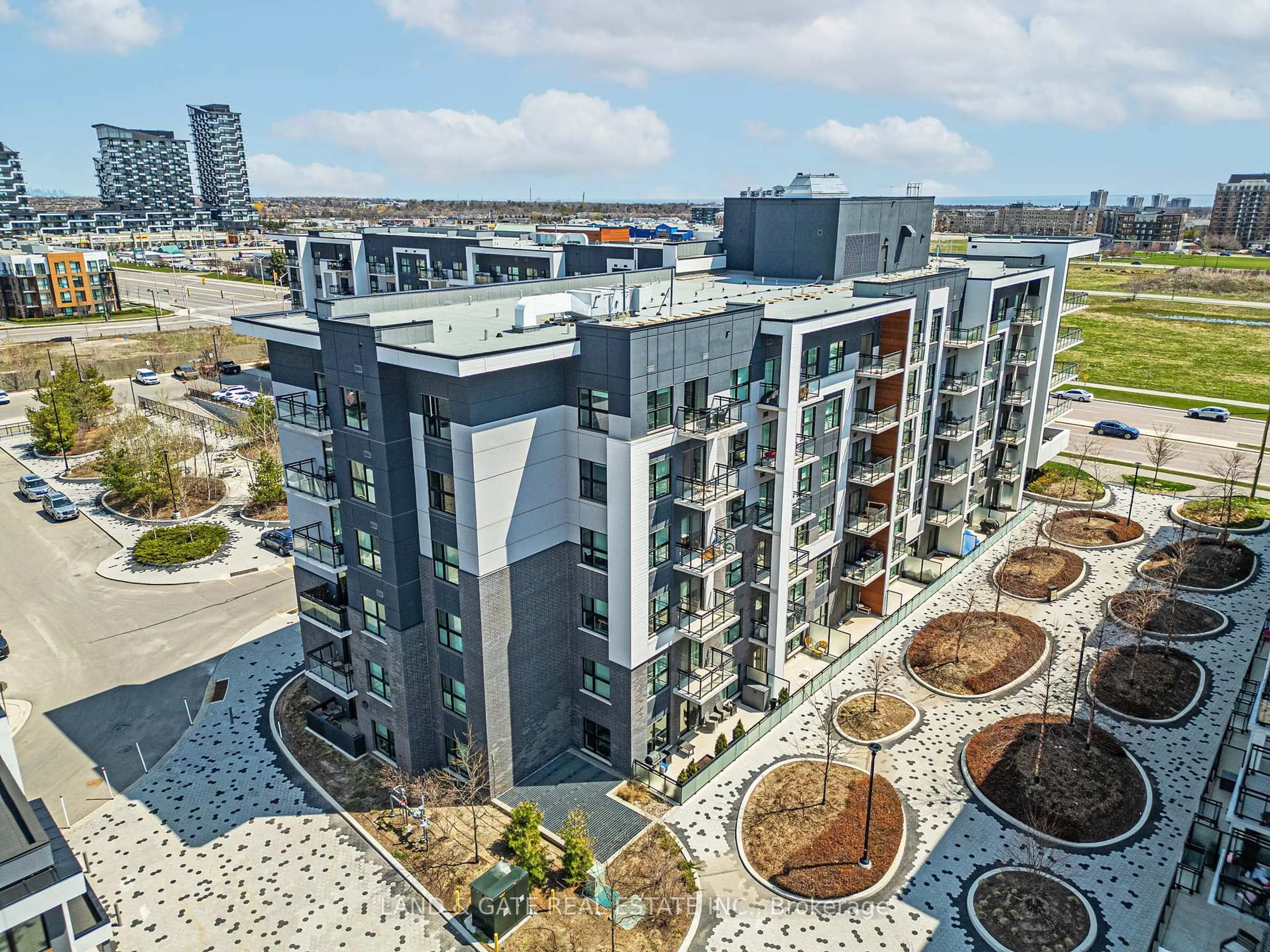 A pic from outside/outdoor area/front of a property/back of a property/a pic from drone, city buildings view from balcony for 128 Grovewood Common #319, Oakville Ontario L6H 0X3