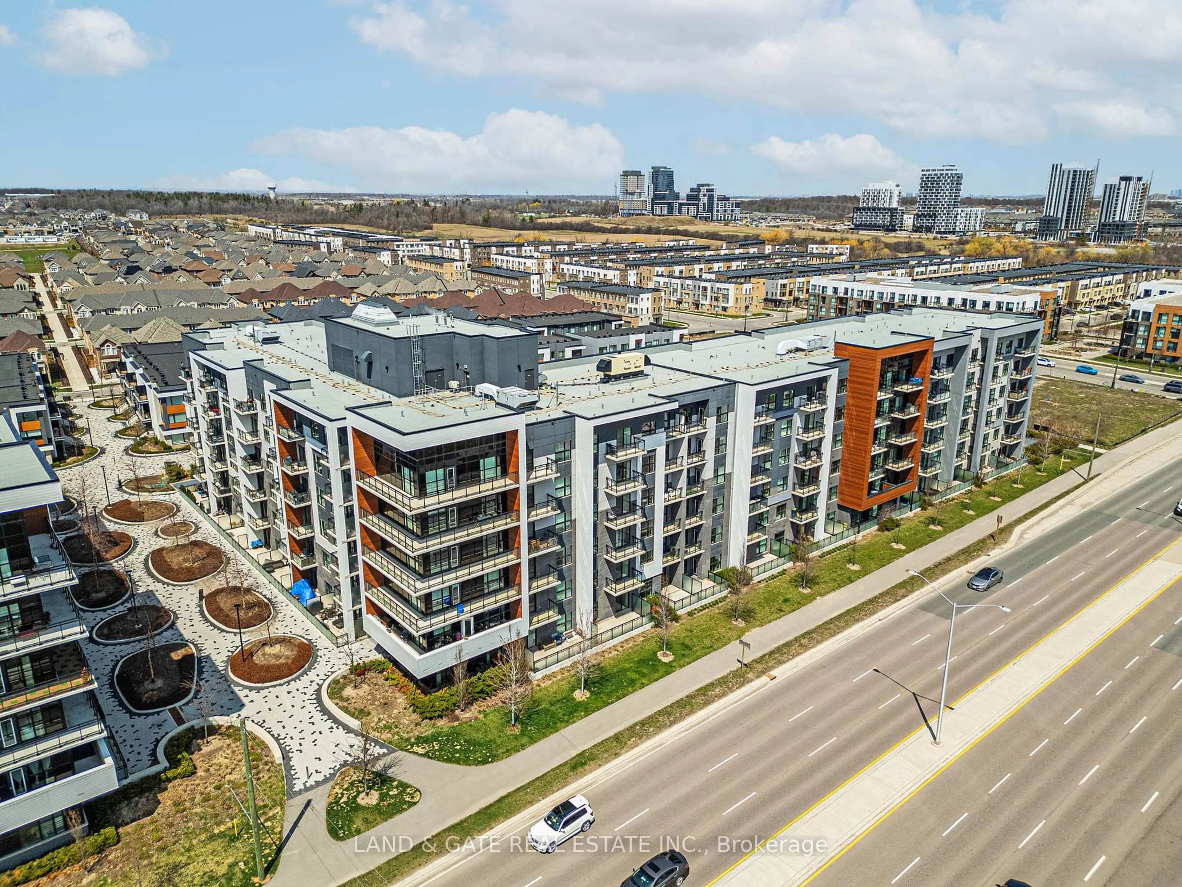 A pic from outside/outdoor area/front of a property/back of a property/a pic from drone, city buildings view from balcony for 128 Grovewood Common #319, Oakville Ontario L6H 0X3