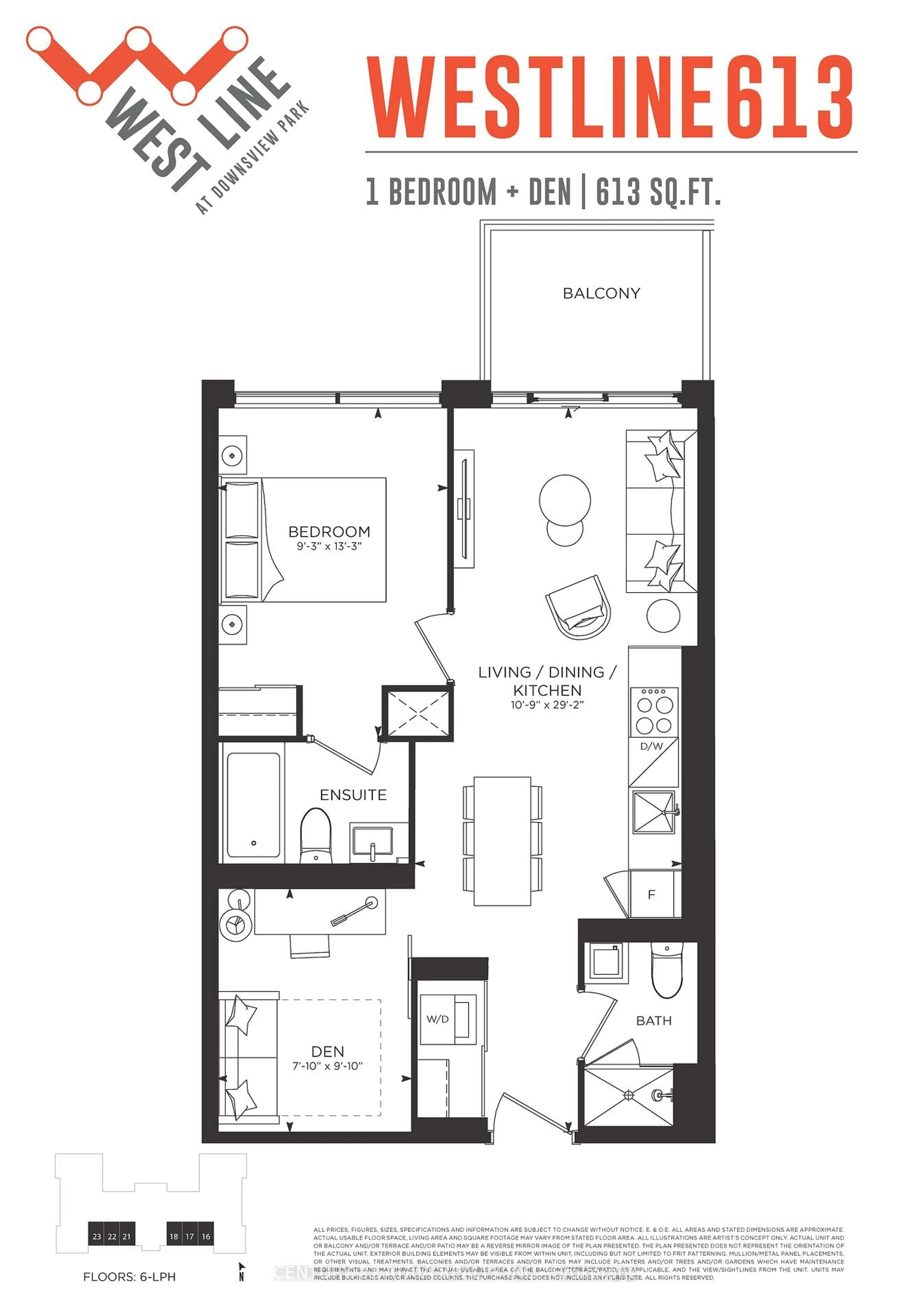 Floor plan for 1100 Sheppard Ave #LPH16, Toronto Ontario M3K 0E4