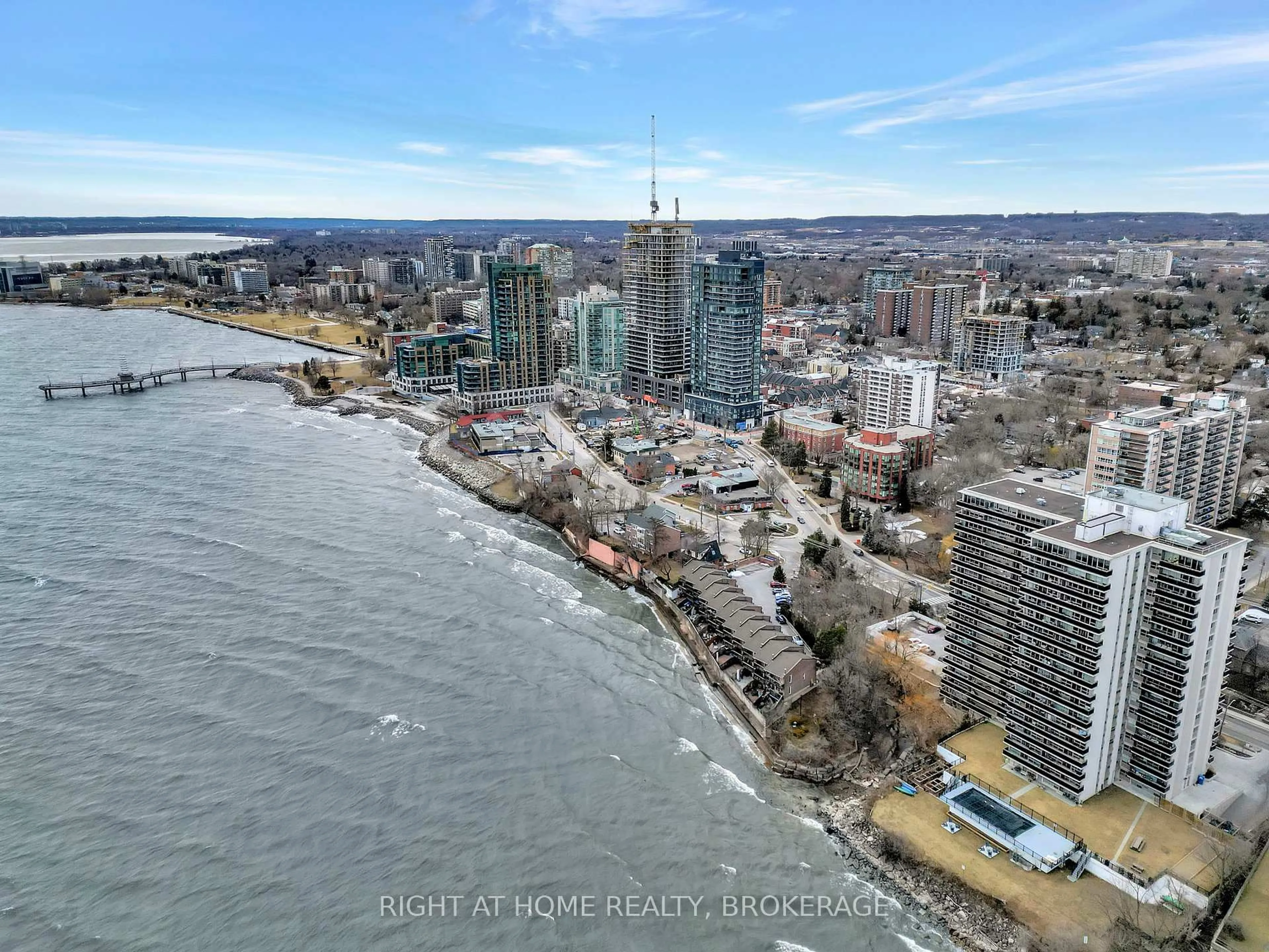 A pic from outside/outdoor area/front of a property/back of a property/a pic from drone, water/lake/river/ocean view for 2190 Lakeshore Rd #802, Burlington Ontario L7R 4K1