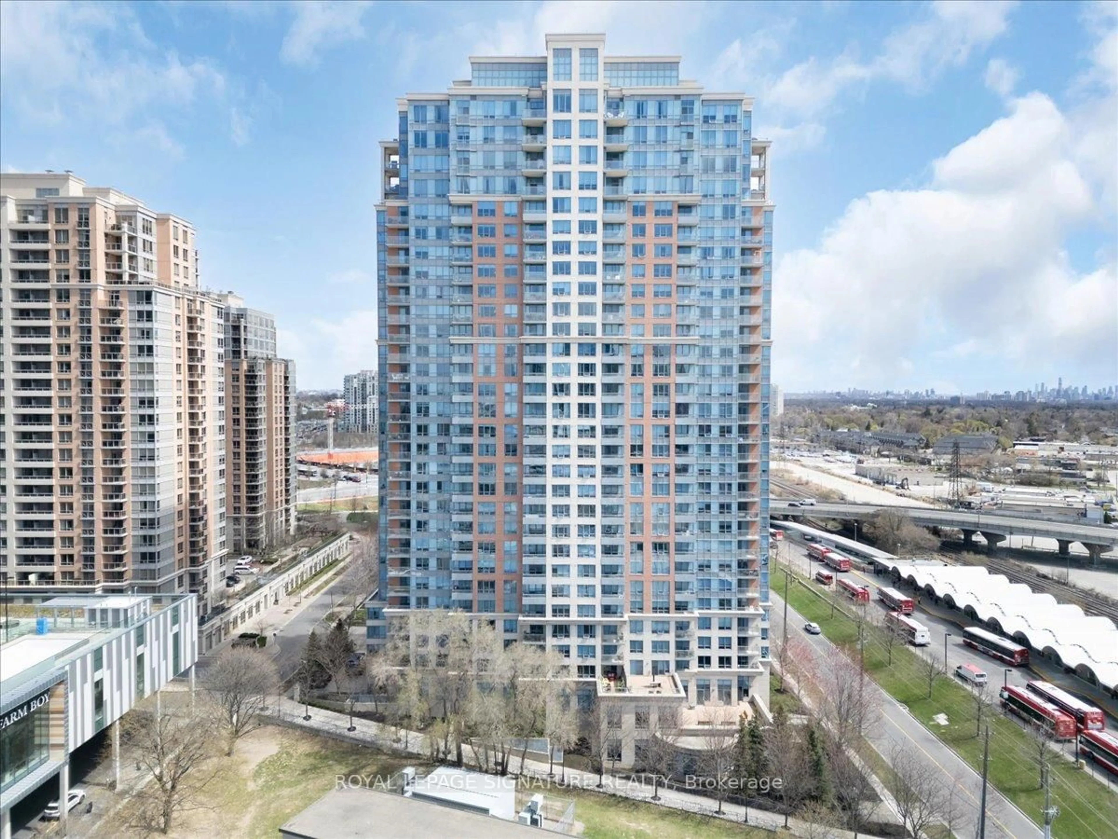 A pic from outside/outdoor area/front of a property/back of a property/a pic from drone, city buildings view from balcony for 35 Viking Lane #438, Toronto Ontario M9B 0A2