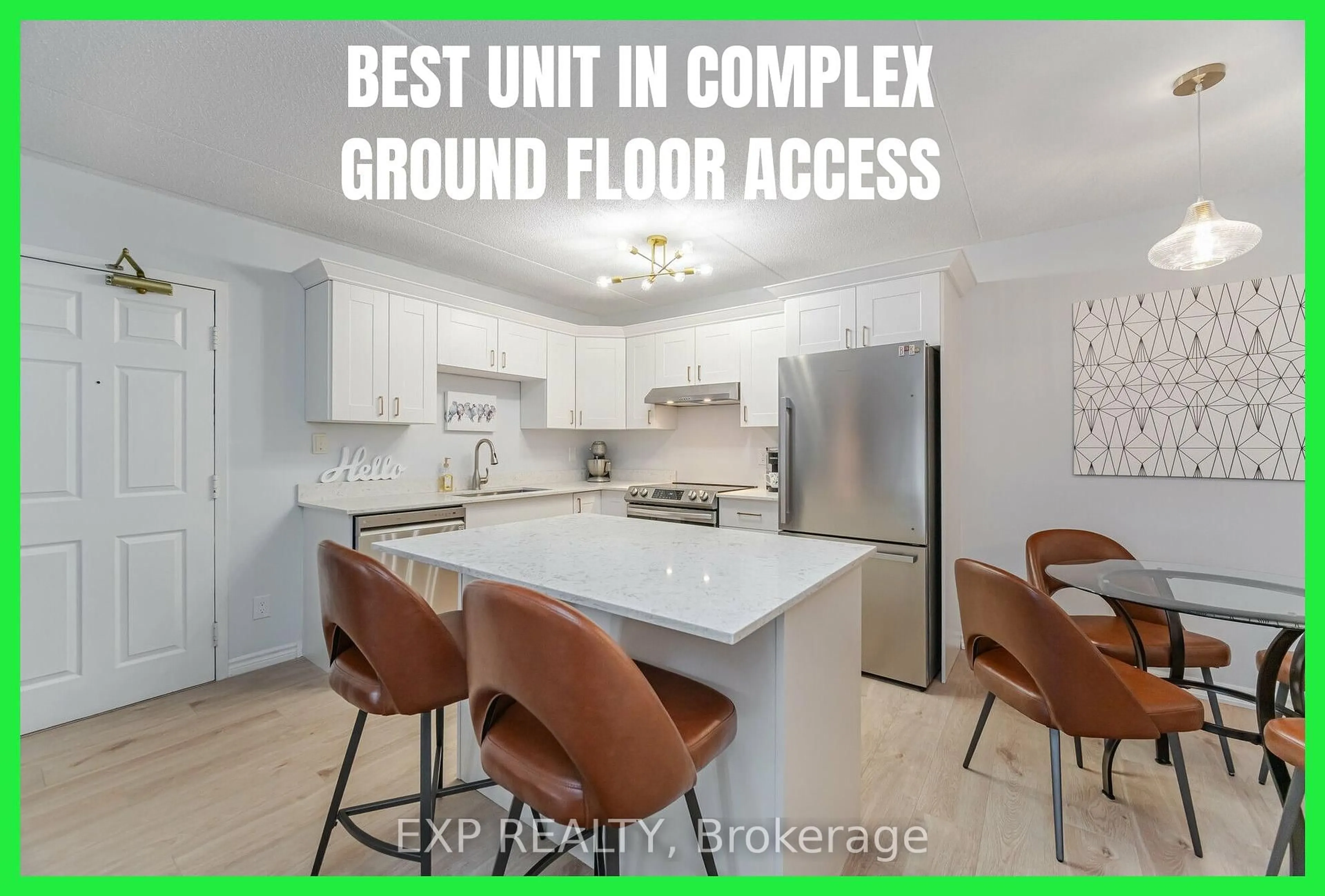 Open concept kitchen, ceramic/tile floor for 4005 Kilmer Dr #104, Burlington Ontario L7M 4M2