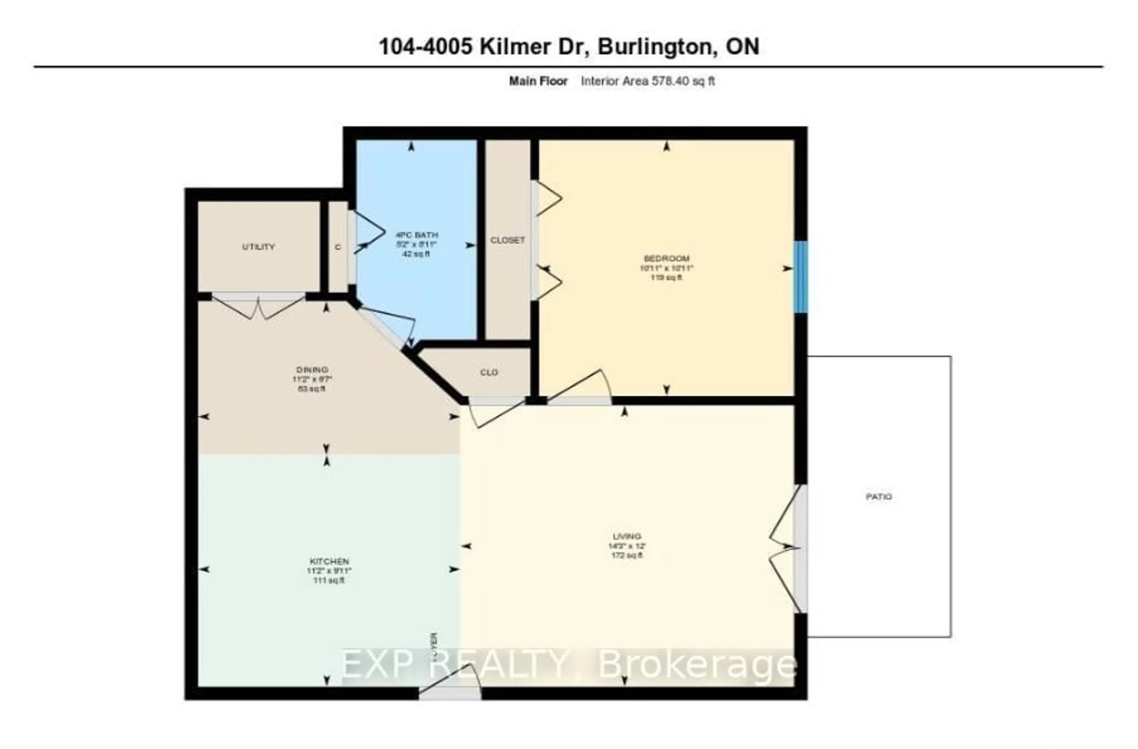 Floor plan for 4005 Kilmer Dr #104, Burlington Ontario L7M 4M2