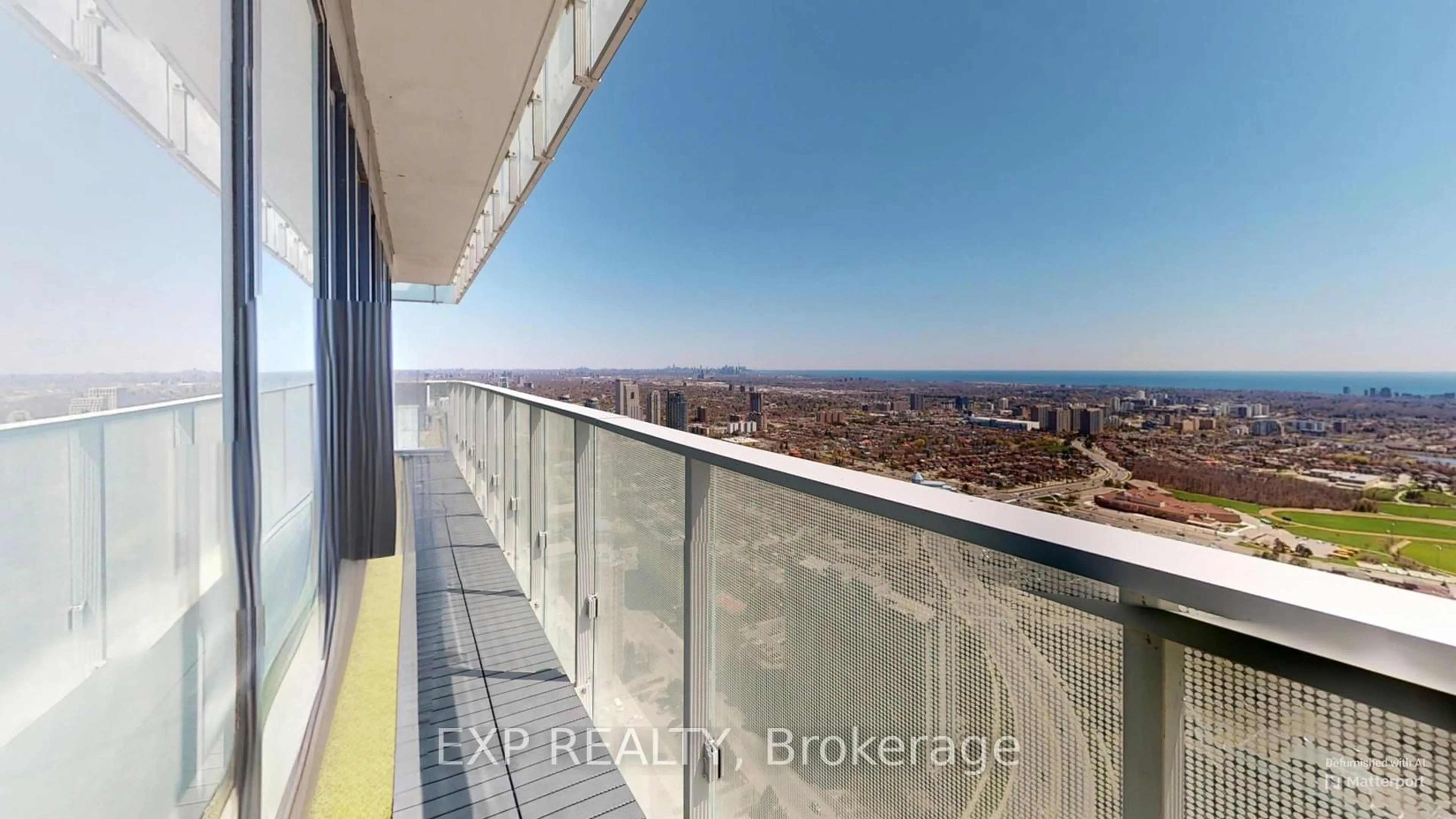 Balcony in the apartment, city buildings view from balcony for 3900 Confederation Pkwy #4703, Mississauga Ontario L5B 0M3