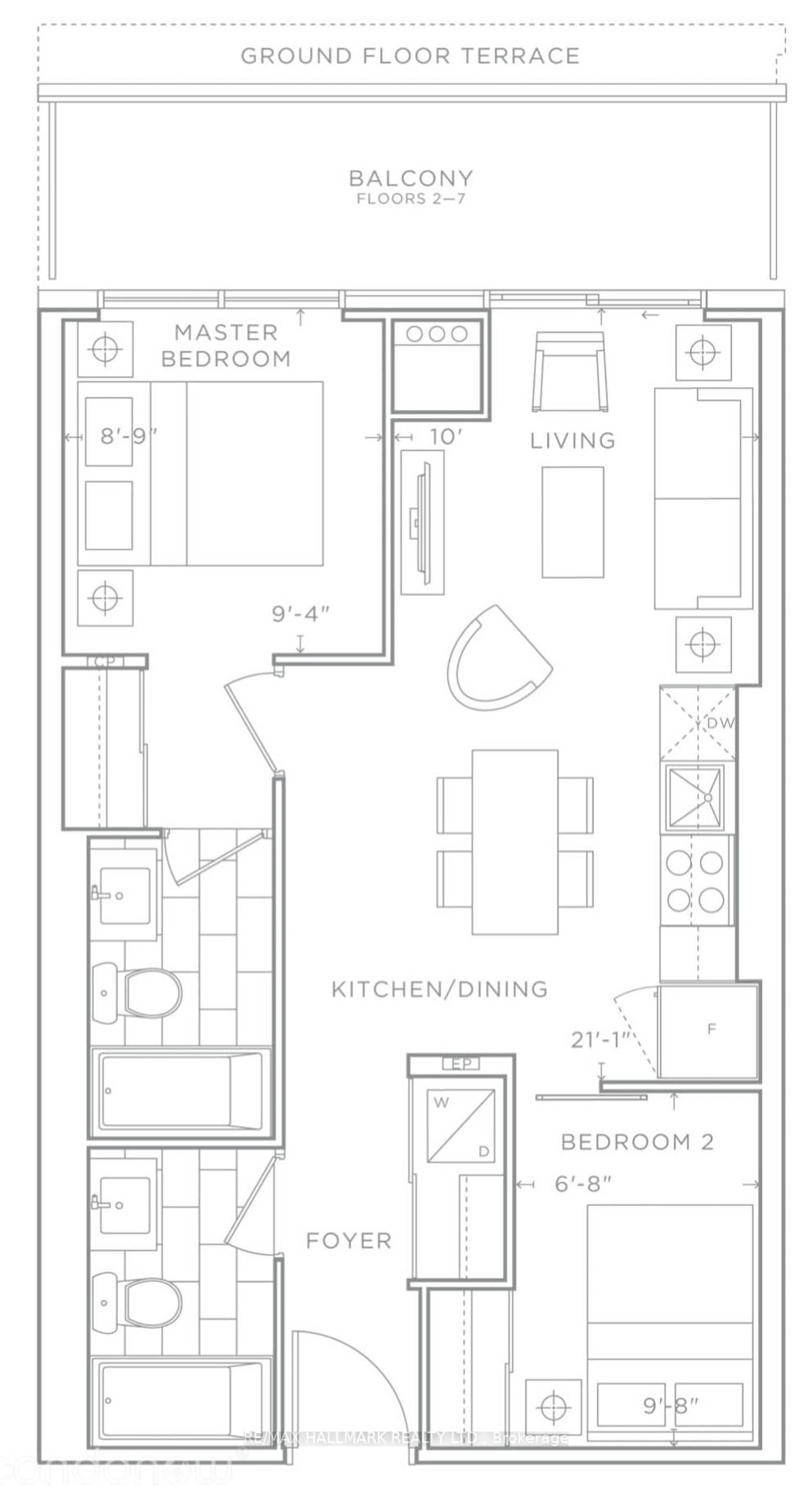 Floor plan for 3210 Dakota Common #A405, Burlington Ontario L7M 2A8