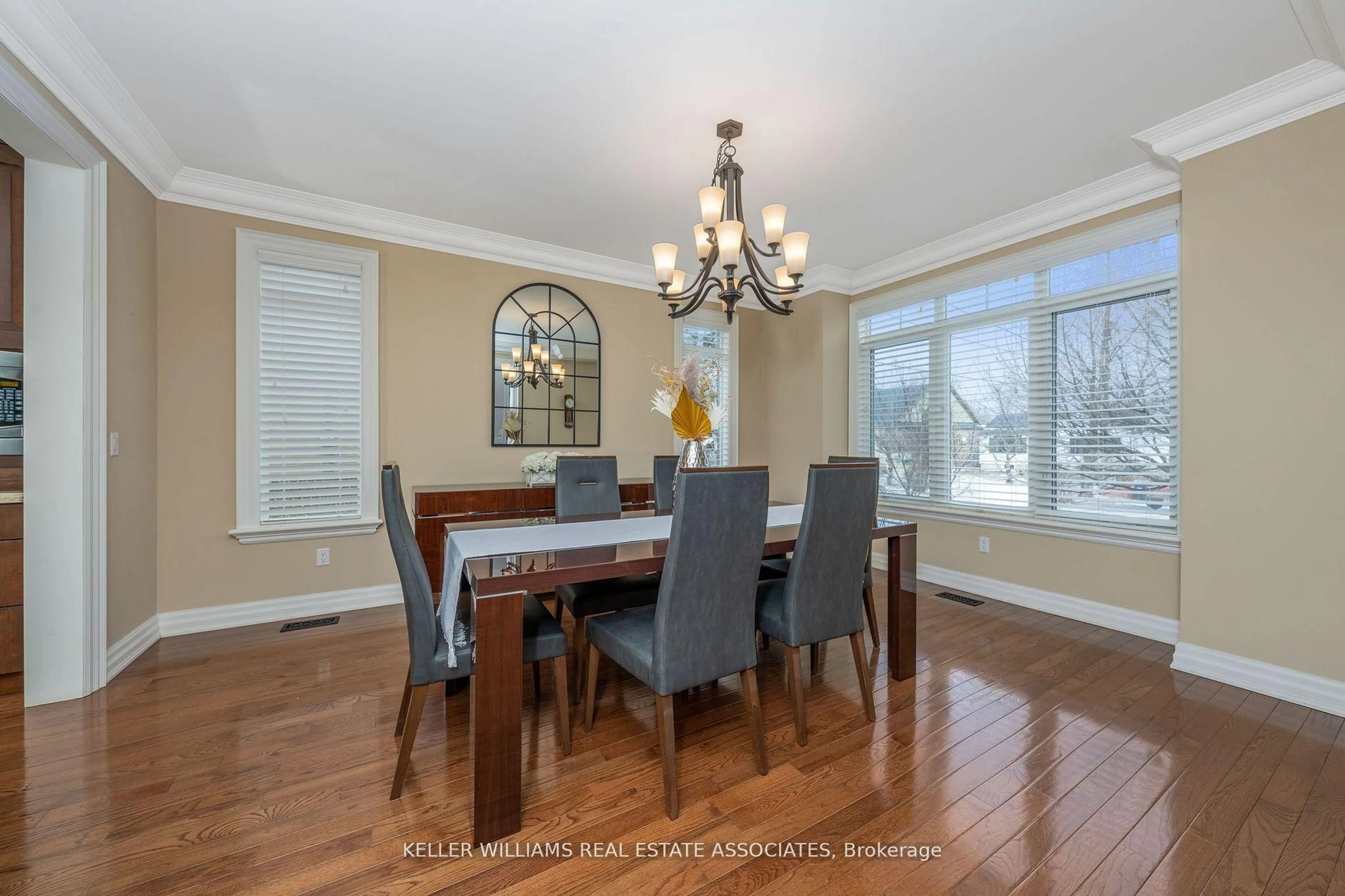 Dining room, wood/laminate floor for 22 Joymar Dr, Mississauga Ontario L5M 1E9