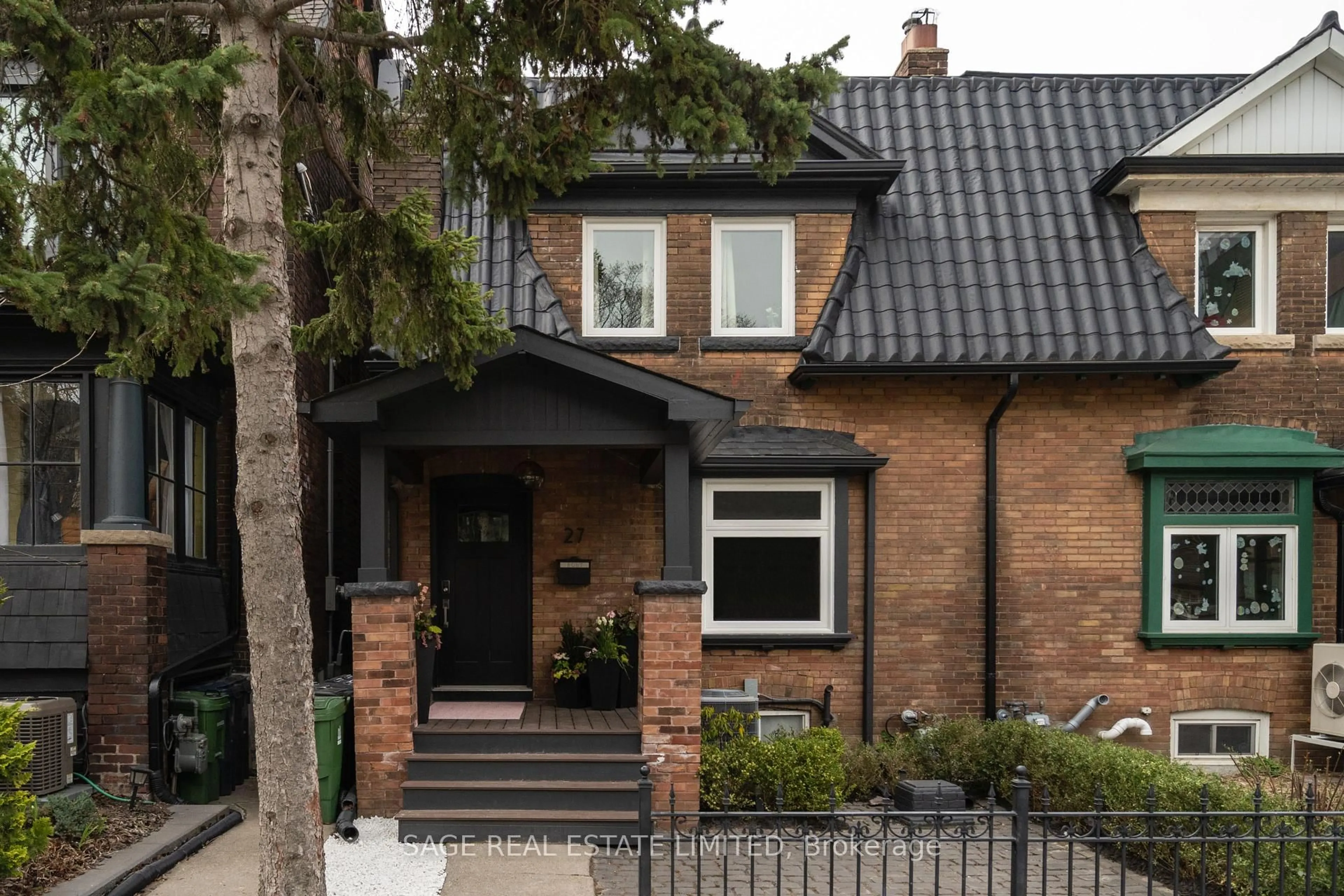 Home with brick exterior material, street for 27 Grafton Ave, Toronto Ontario M6R 1C3