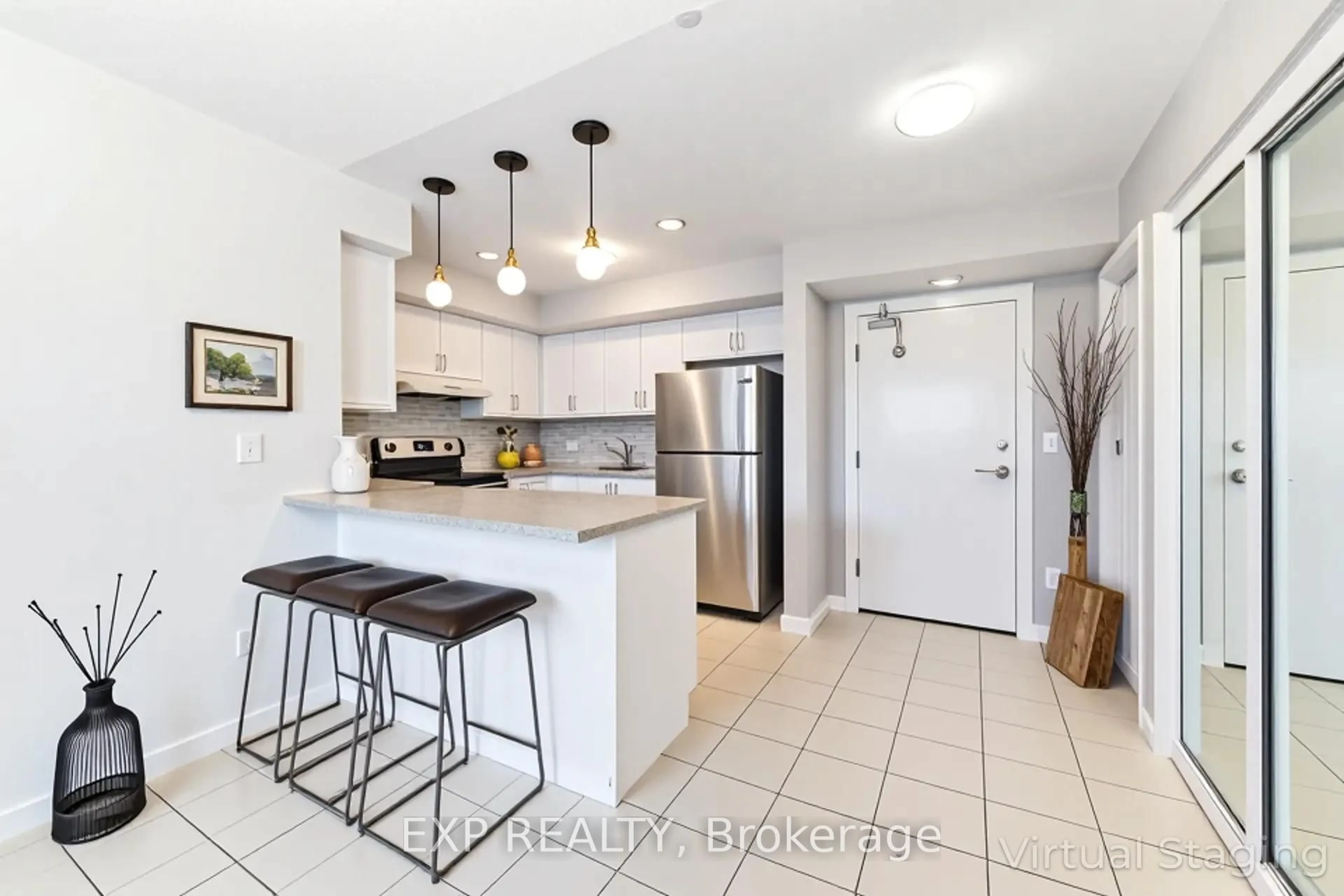 Open concept kitchen, ceramic/tile floor for 1005 Nadalin Hts #206, Milton Ontario L9T 8R3
