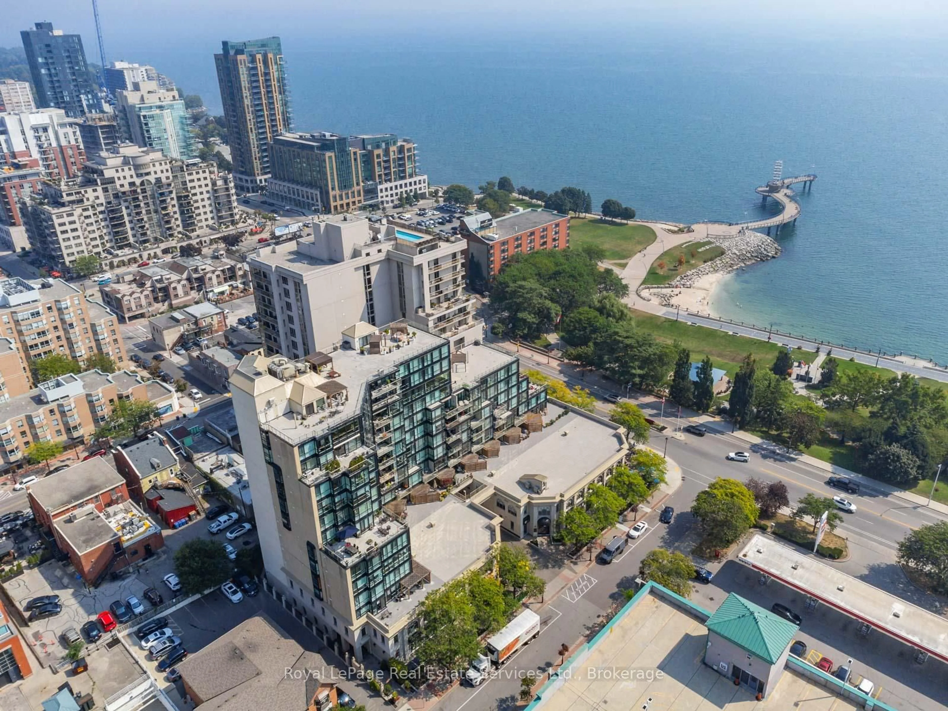 A pic from outside/outdoor area/front of a property/back of a property/a pic from drone, city buildings view from balcony for 415 Locust St #310, Burlington Ontario L7S 2J2