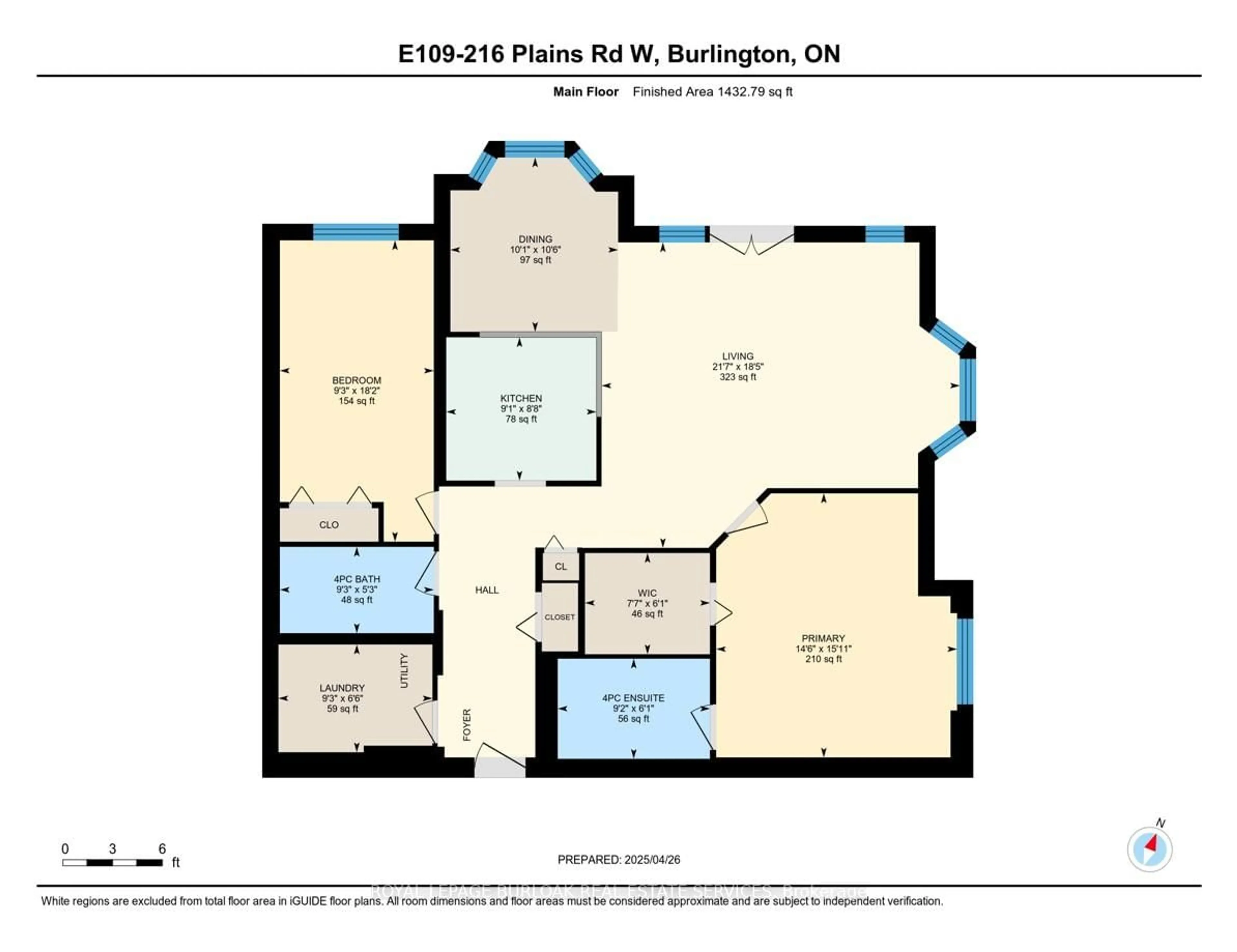 Floor plan for 216E Plains Rd #109, Burlington Ontario L7T 4L1