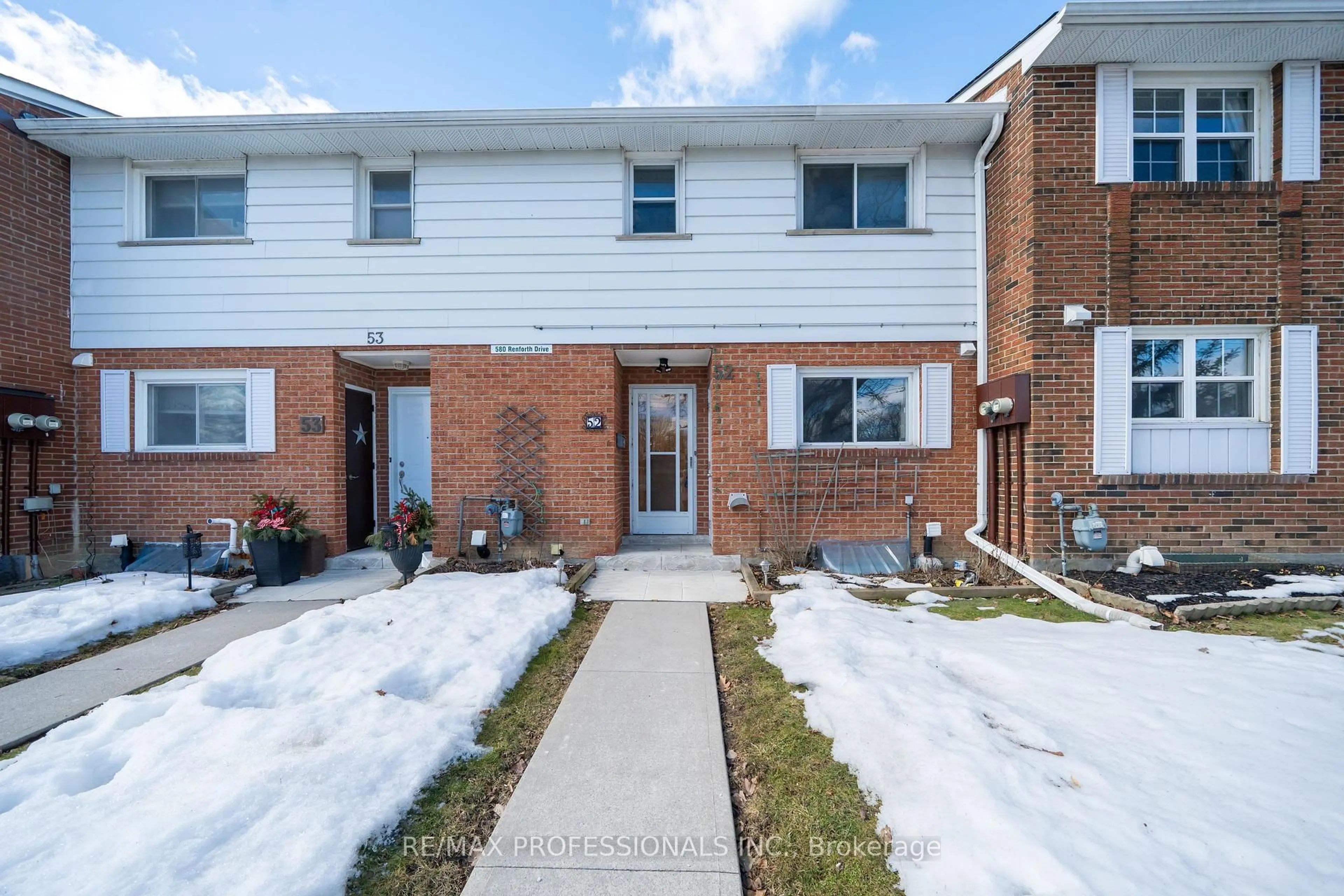 Home with brick exterior material, street for 580 Renforth Dr #52, Toronto Ontario M9C 2N5